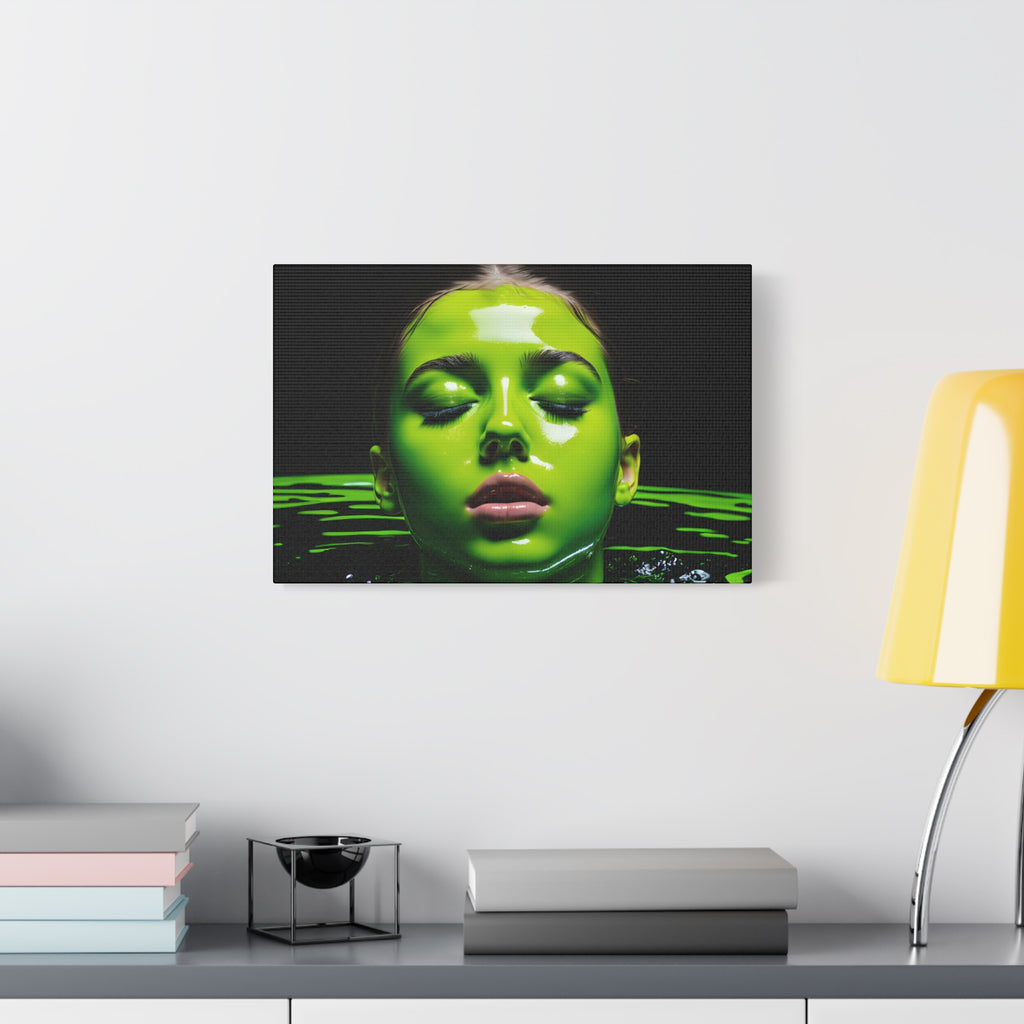 Neon Green Portrait Matte Canvas Print — Stretched Wall Art