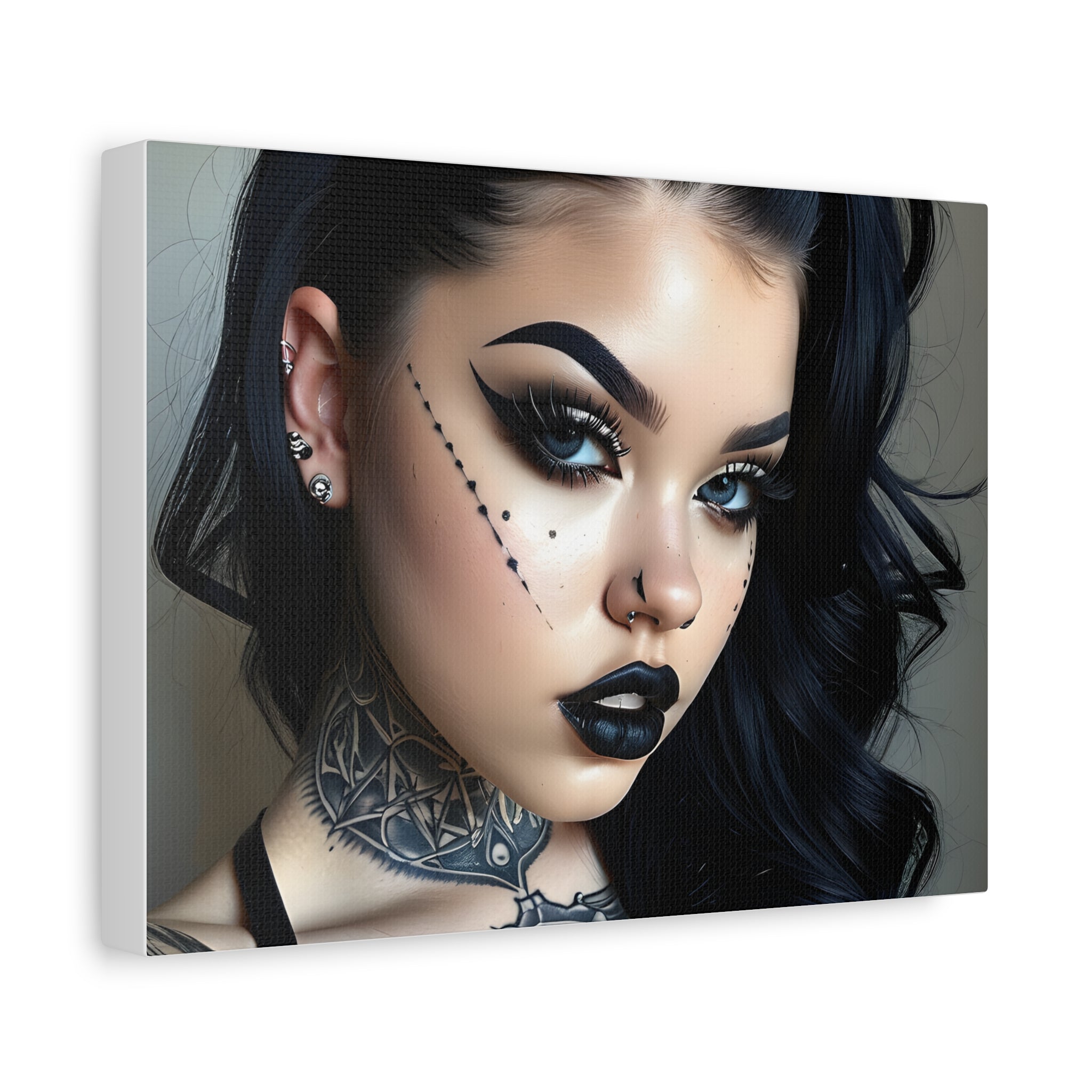 Goth Glam Portrait pinup style Canvas Print — Matte Stretched Wall Art