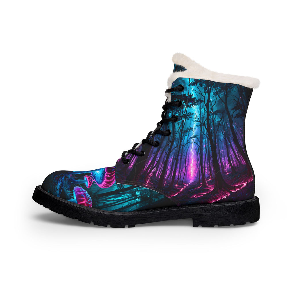 Fantasy Forest Fur-Lined Boots — Neon Mushroom Women's Leather Boots
