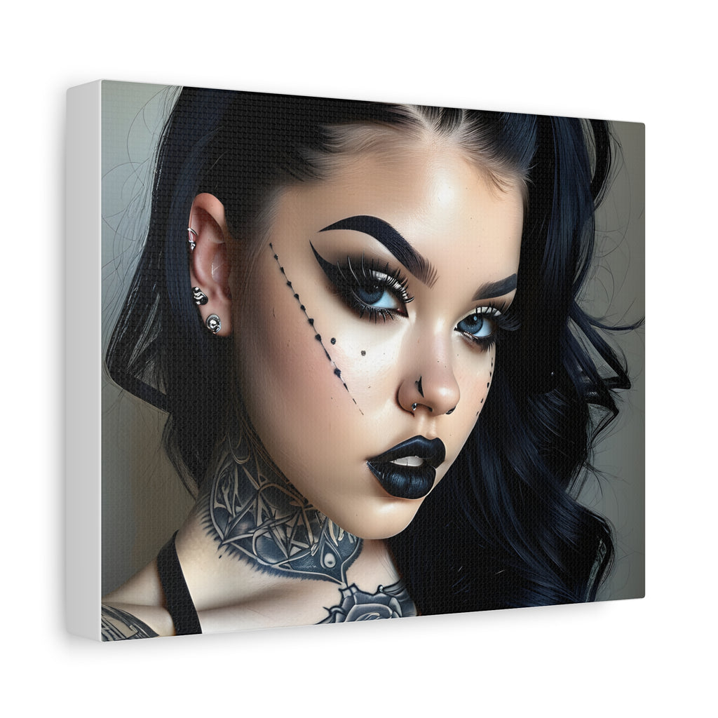 Goth Glam Portrait pinup style Canvas Print — Matte Stretched Wall Art