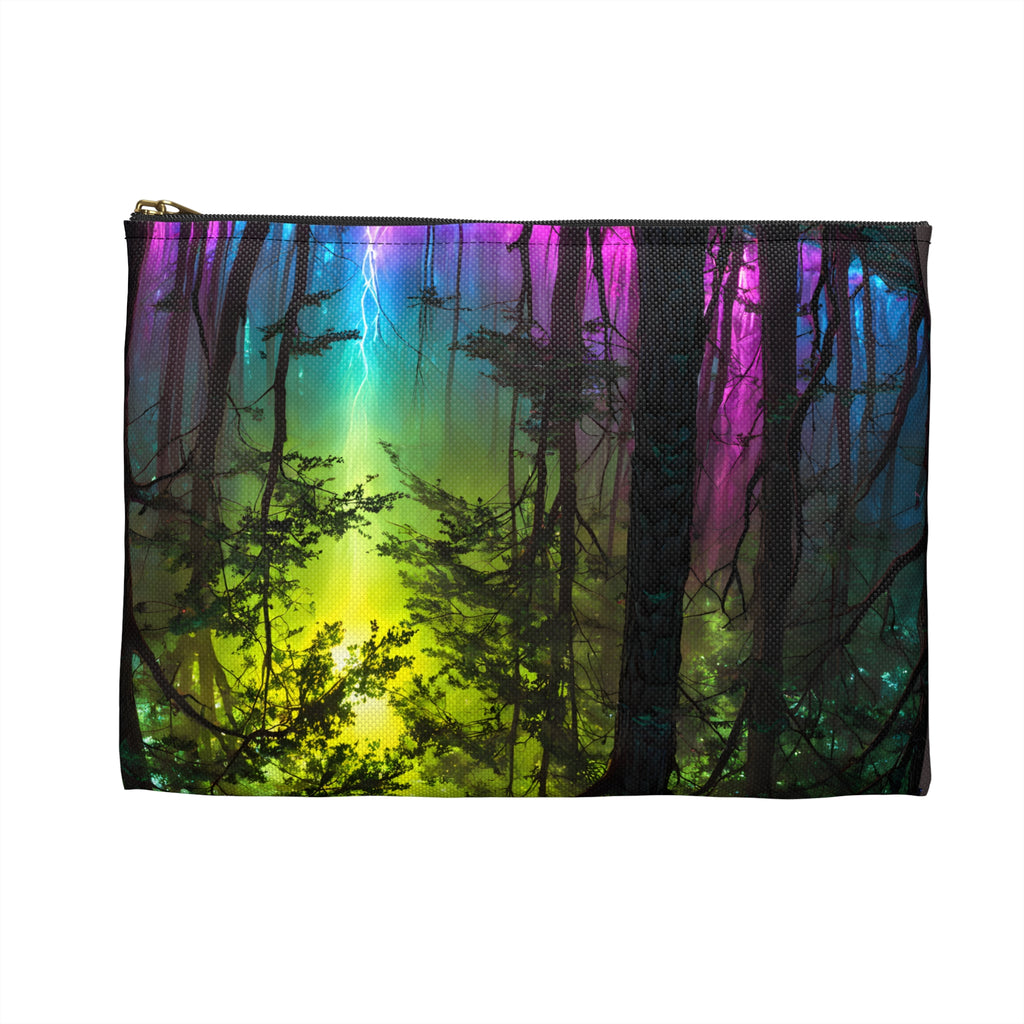 Mystic Mushroom Forest Accessory Pouch — Colorful Enchanted Woodland Makeup Bag