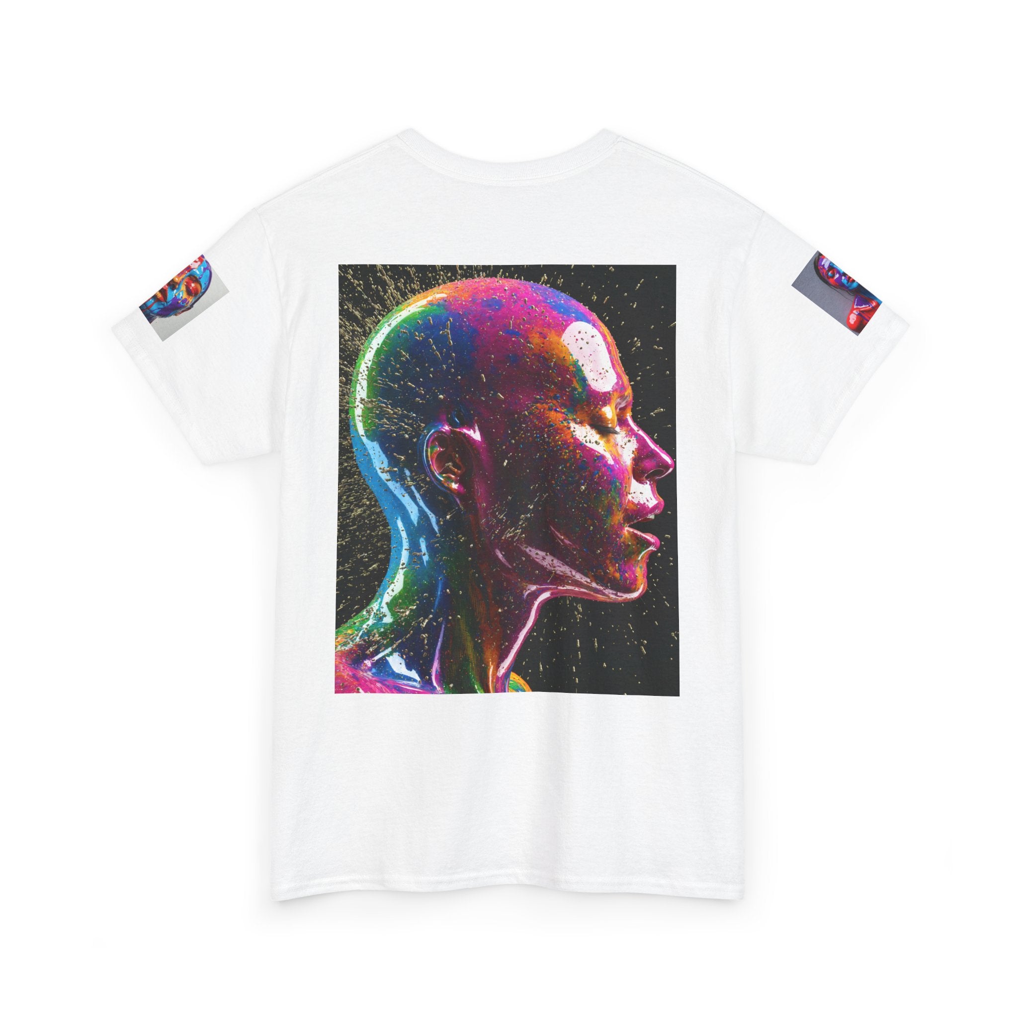 Psychedelic Head Profile Tee — Colorful Neon Abstract Portrait T-Shirt