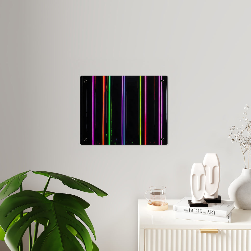 Neon Stripe Acrylic Wall Panel – Colorful Modern LED Light Art