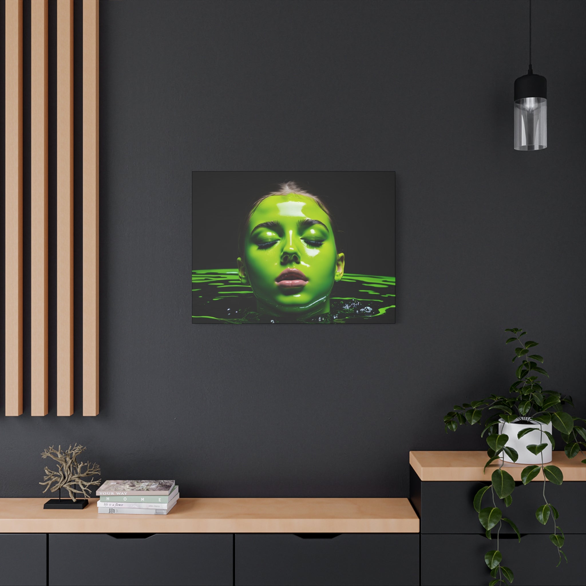 Neon Green Portrait Matte Canvas Print — Stretched Wall Art