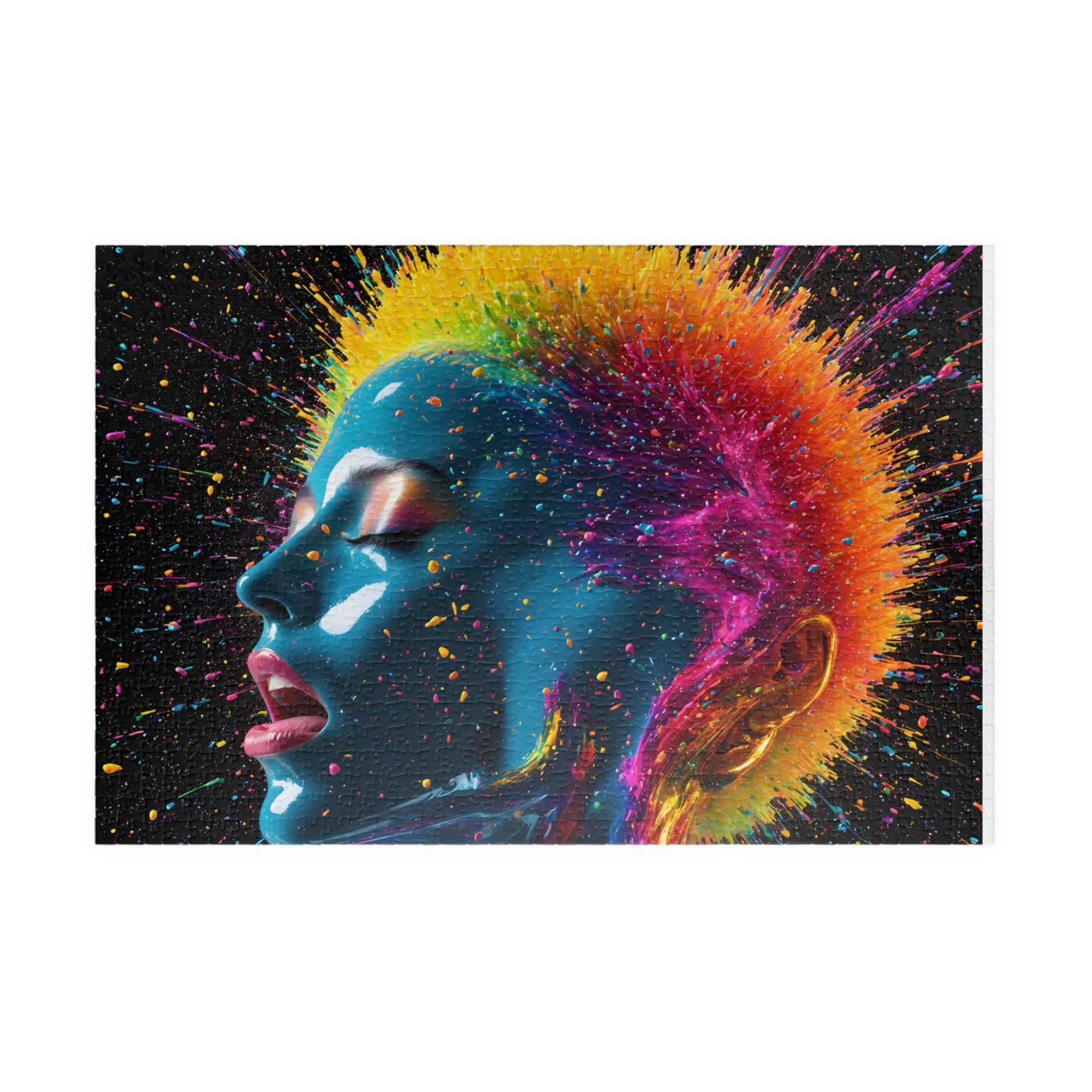 Puzzle portrait néon éclatant — Tête éclat de couleur Puzzle d'art de 110 à 1014 pièces