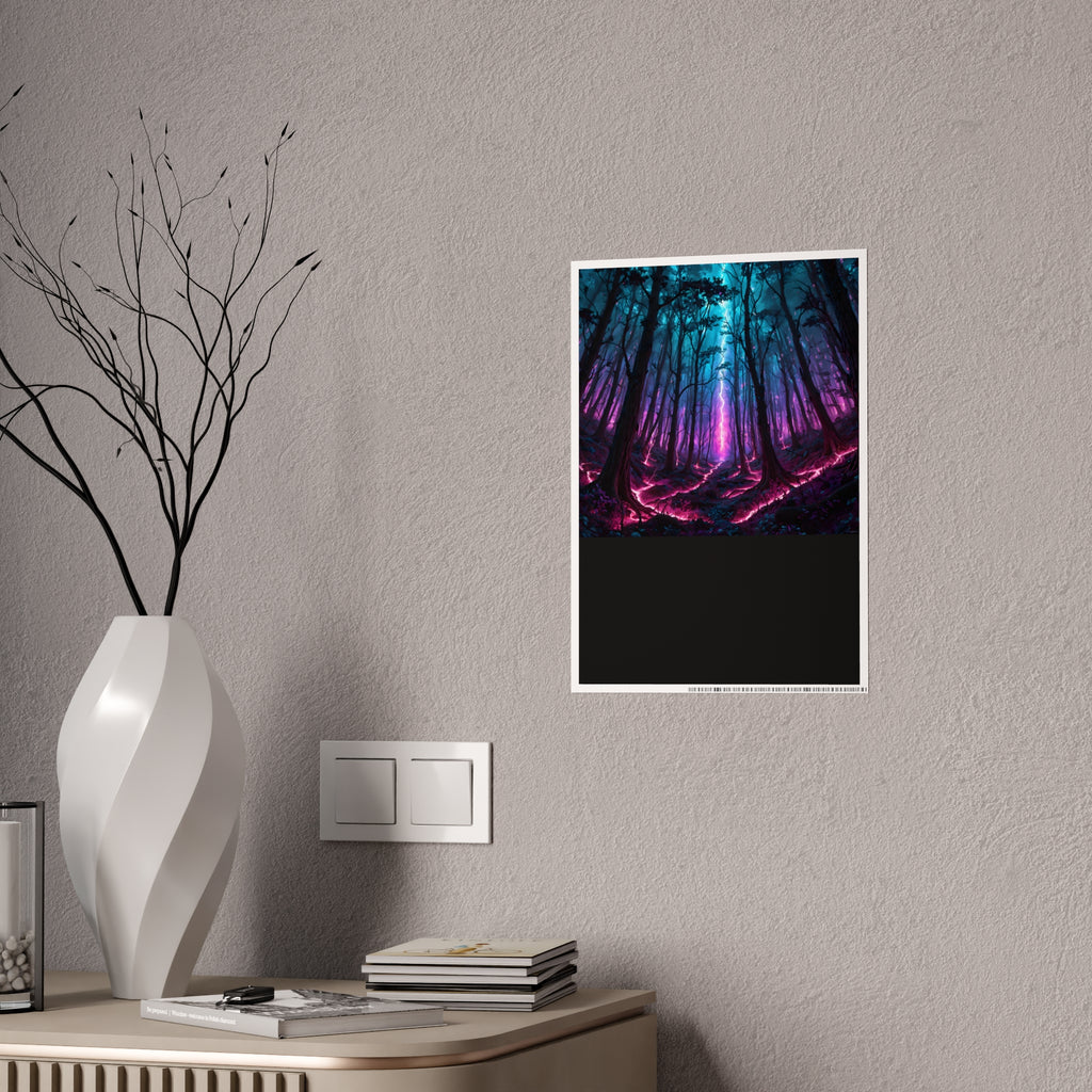 Neon Forest Gloss Poster — Vibrant Fantasy Landscape Wall Art