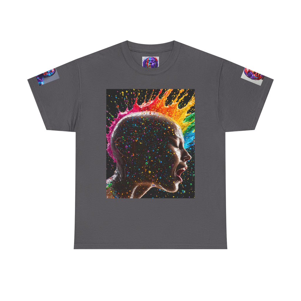 Psychedelic Head Profile Tee — Colorful Neon Abstract Portrait T-Shirt