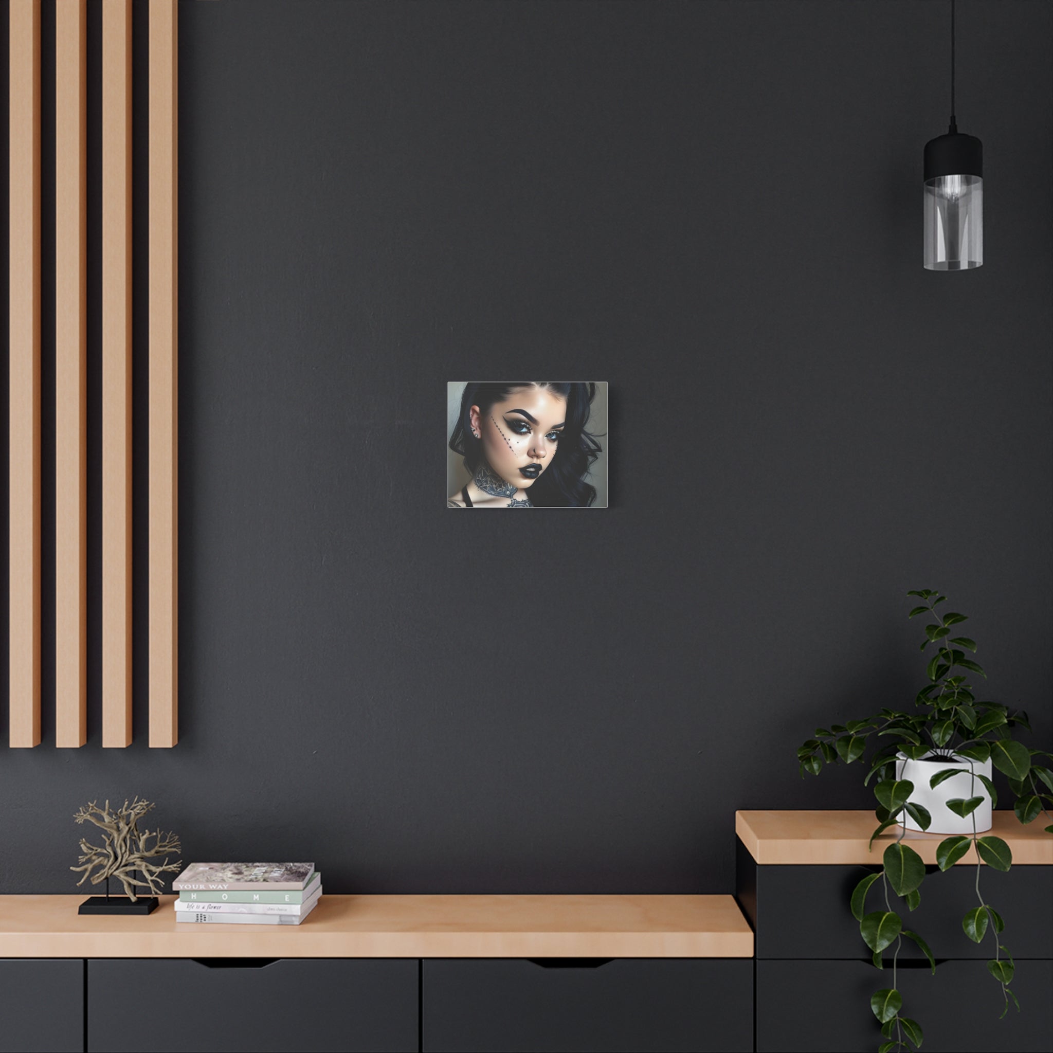 Goth Glam Portrait pinup style Canvas Print — Matte Stretched Wall Art