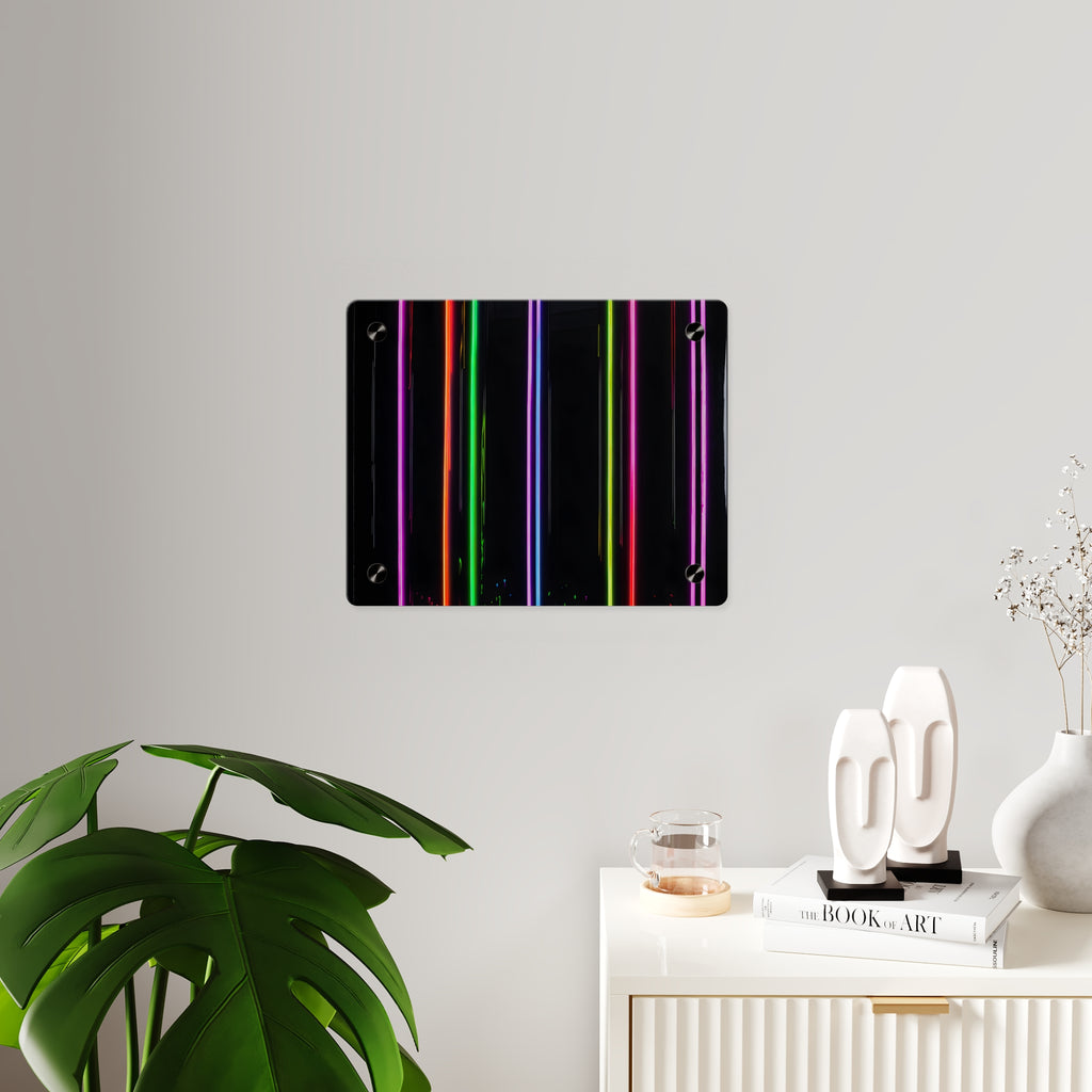 Neon Stripe Acrylic Wall Panel – Colorful Modern LED Light Art
