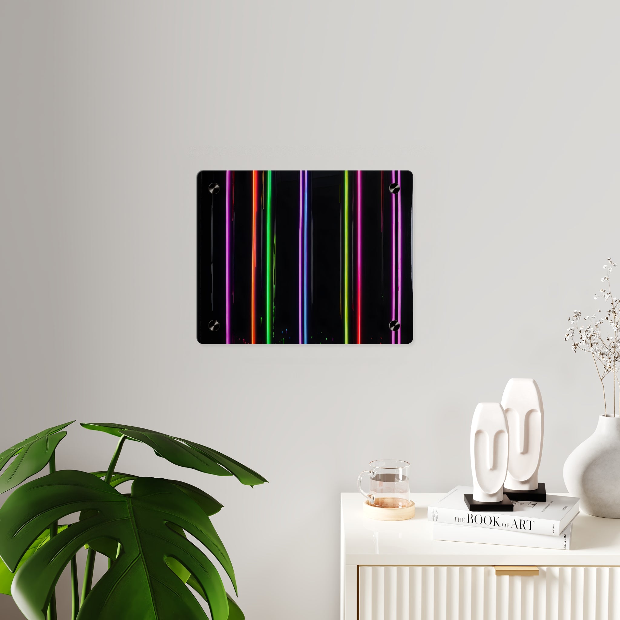 Neon Stripe Acrylic Wall Panel – Colorful Modern LED Light Art