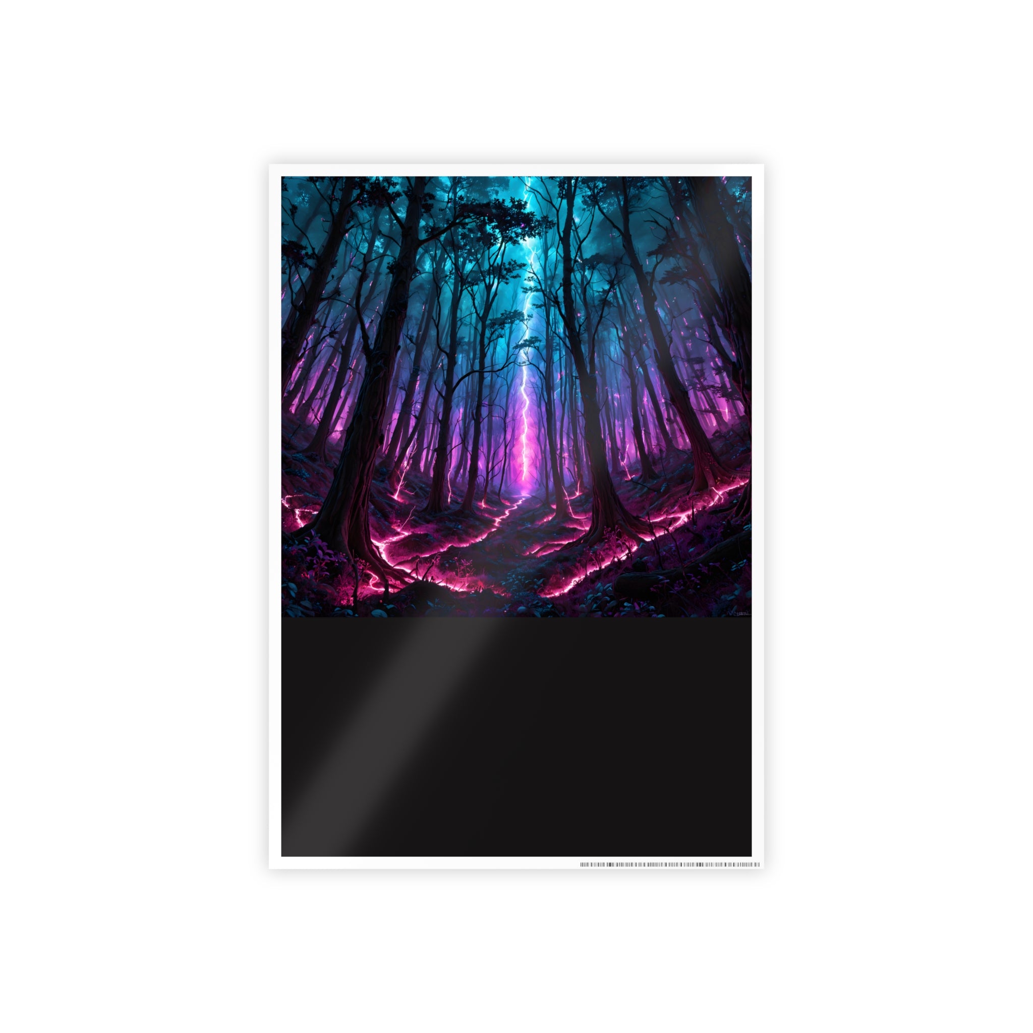 Affiche brillante Forêt fluo – Art mural paysager fantaisie aux couleurs éclatantes