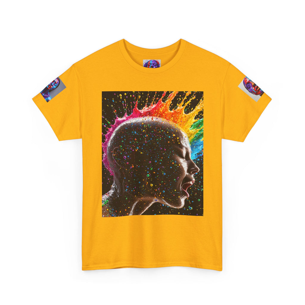 Psychedelic Head Profile Tee — Colorful Neon Abstract Portrait T-Shirt