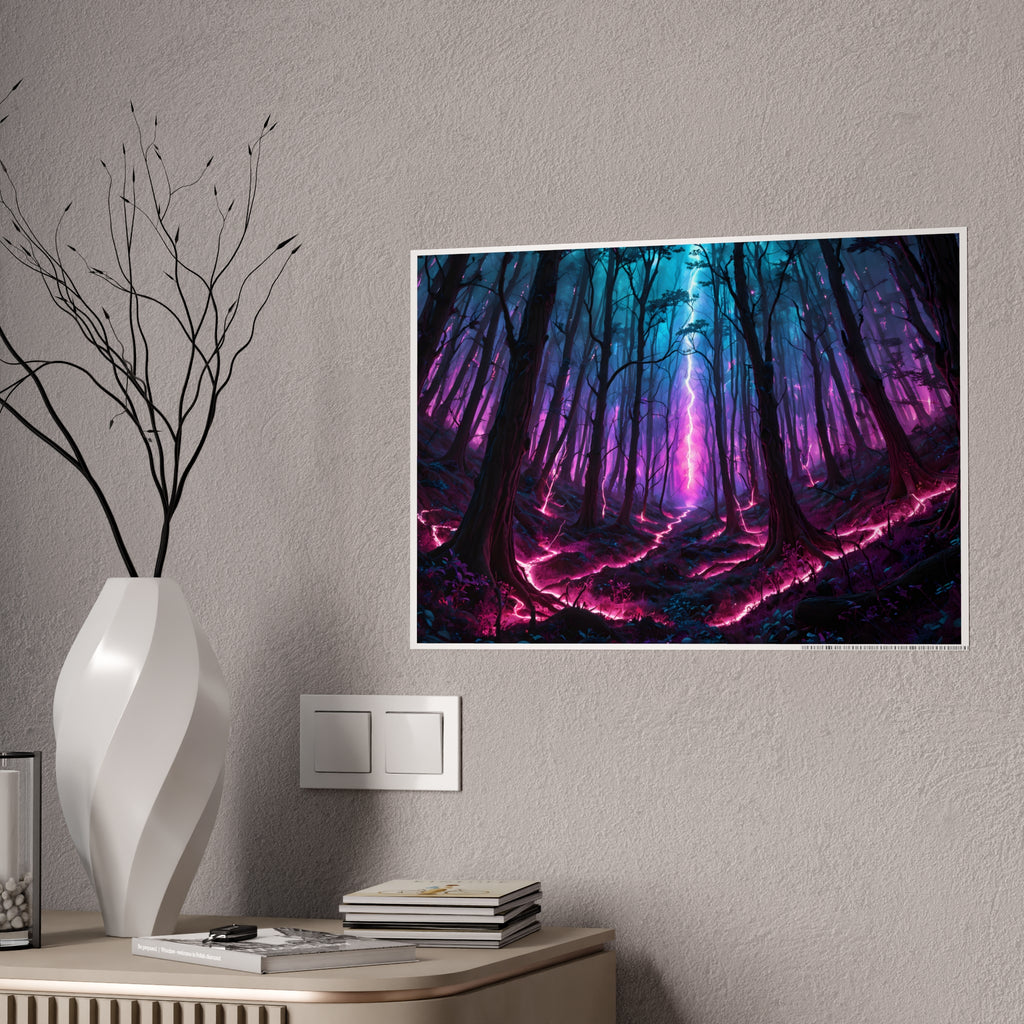 Neon Forest Gloss Poster — Vibrant Fantasy Landscape Wall Art