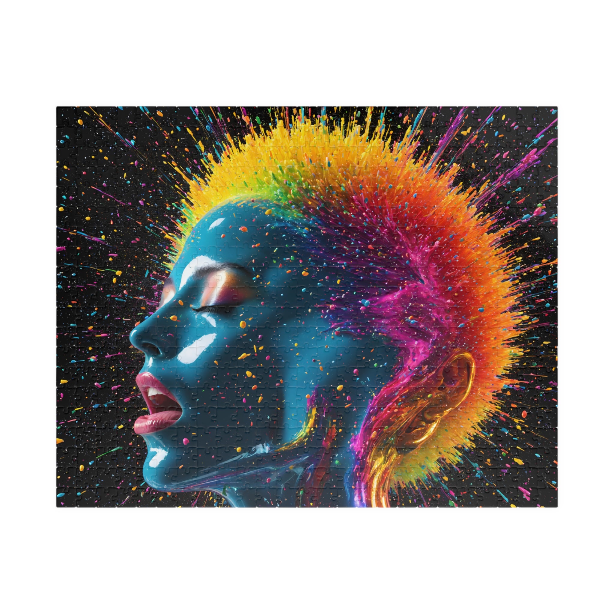 Puzzle portrait néon éclatant — Tête éclat de couleur Puzzle d'art de 110 à 1014 pièces