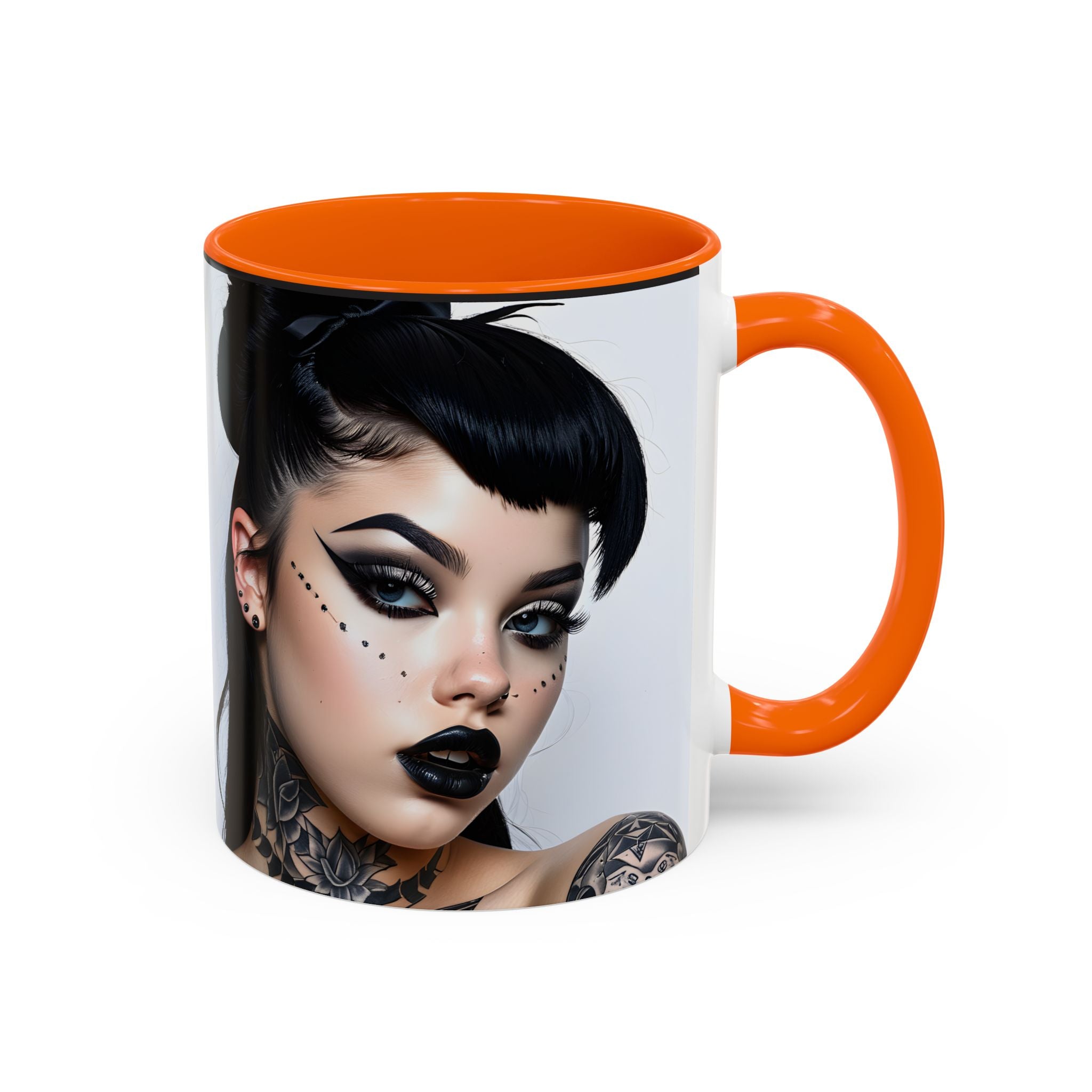 Goth Tattoo Girl Accent Coffee Mug – 11/15oz Black-Lined Ceramic