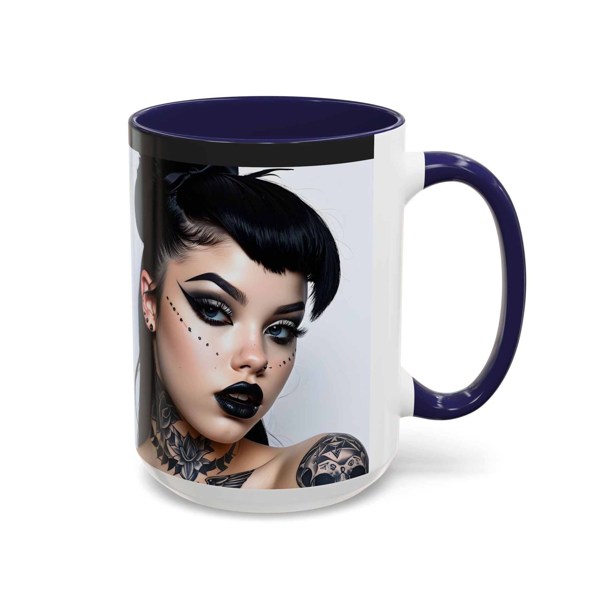 Goth Tattoo Girl Accent Coffee Mug – 11/15oz Black-Lined Ceramic