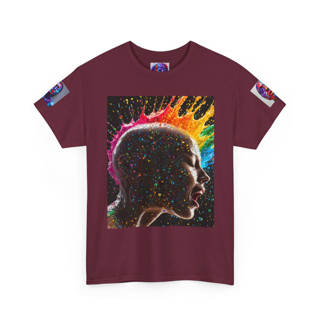 Psychedelic Head Profile Tee — Colorful Neon Abstract Portrait T-Shirt