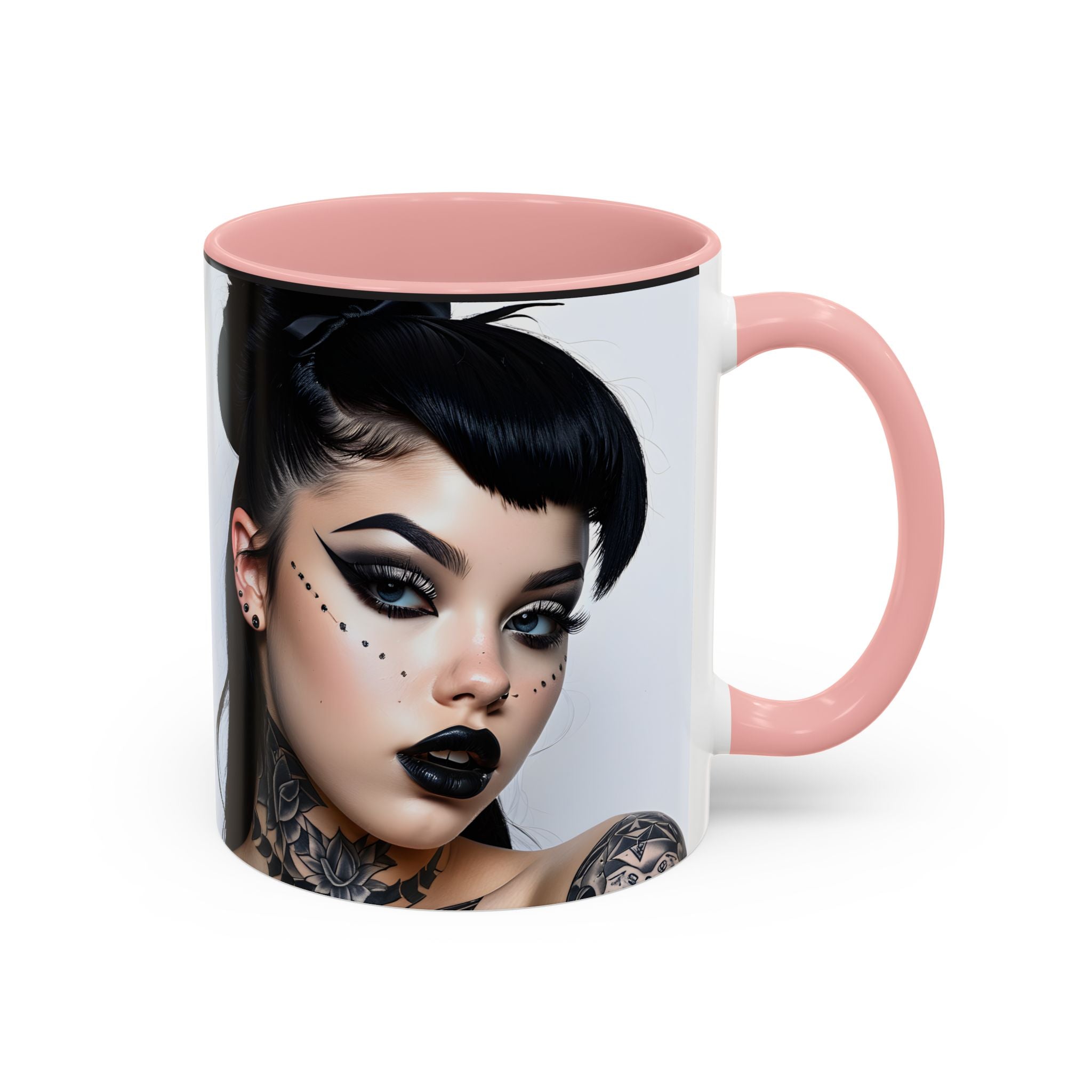 Goth Tattoo Girl Accent Coffee Mug – 11/15oz Black-Lined Ceramic