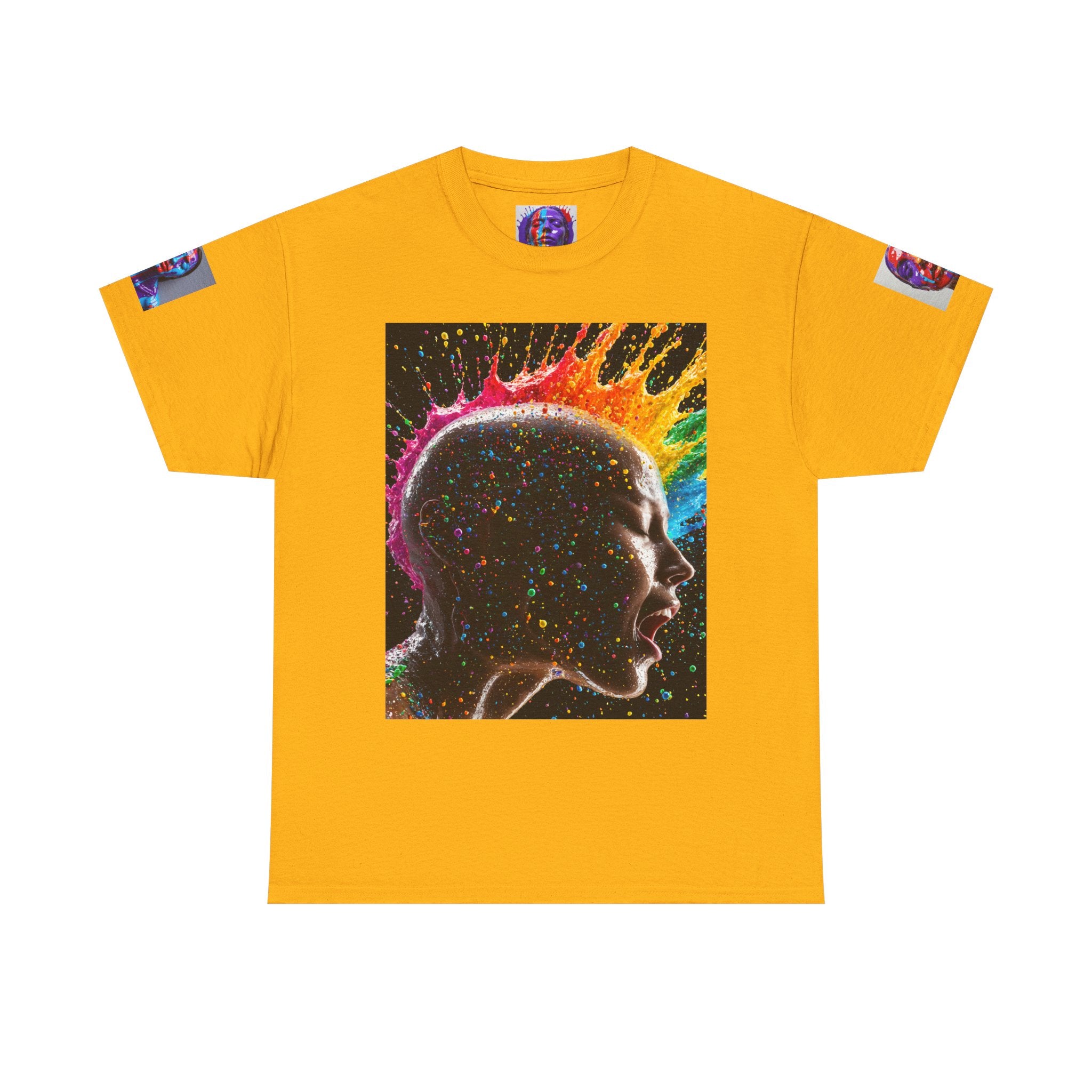 T-shirt Profil de tête psychédélique — T-shirt Portrait Abstrait Néon Coloré