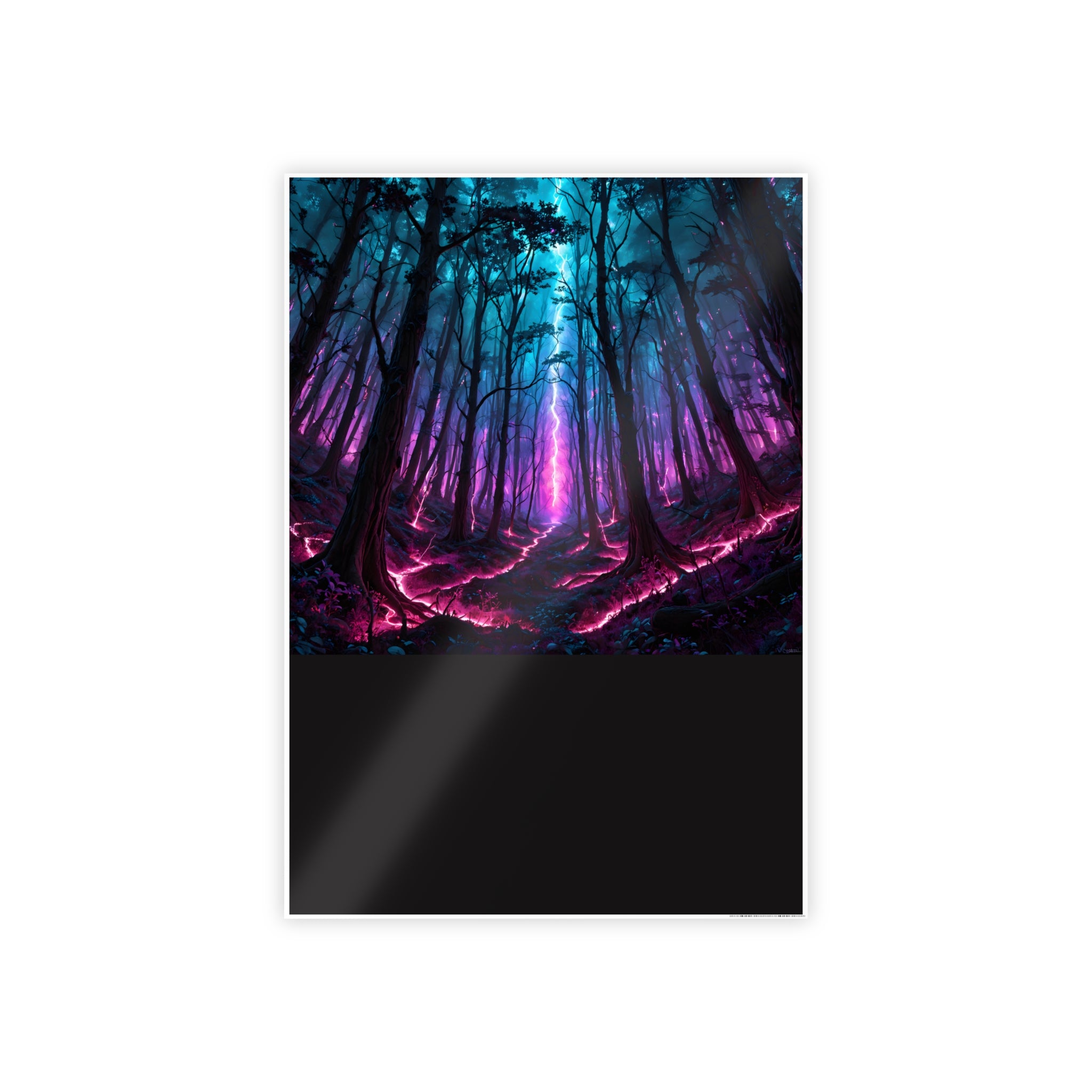 Affiche brillante Forêt fluo – Art mural paysager fantaisie aux couleurs éclatantes