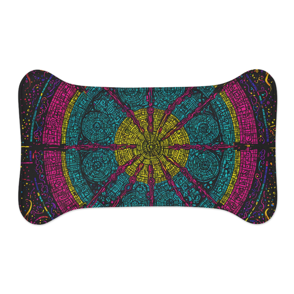 Boho Mandala Pet Feeding Mat — Colorful Non-Slip Placemat for Dogs & Cats