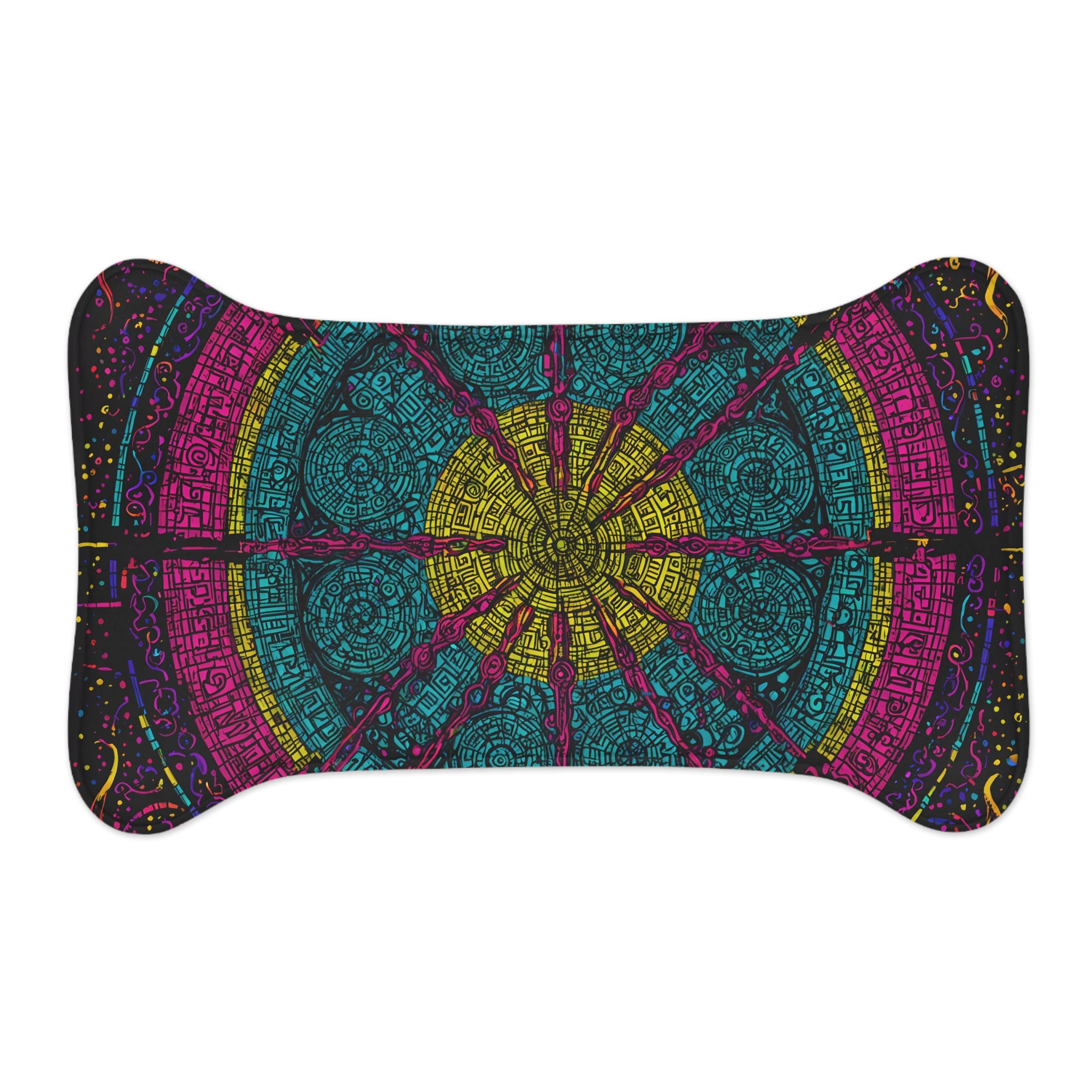 Boho Mandala Pet Feeding Mat — Colorful Non-Slip Placemat for Dogs & Cats