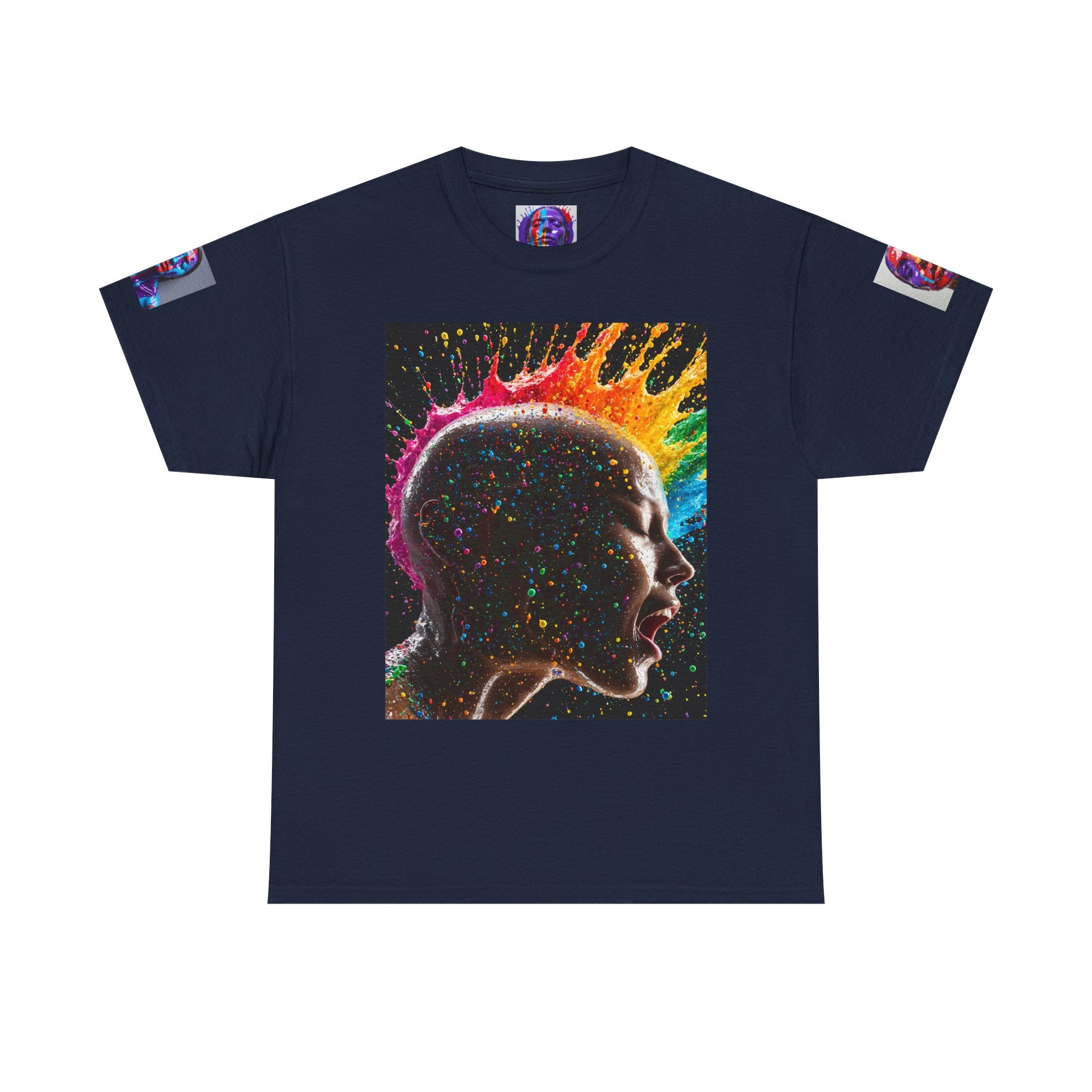 T-shirt Profil de tête psychédélique — T-shirt Portrait Abstrait Néon Coloré