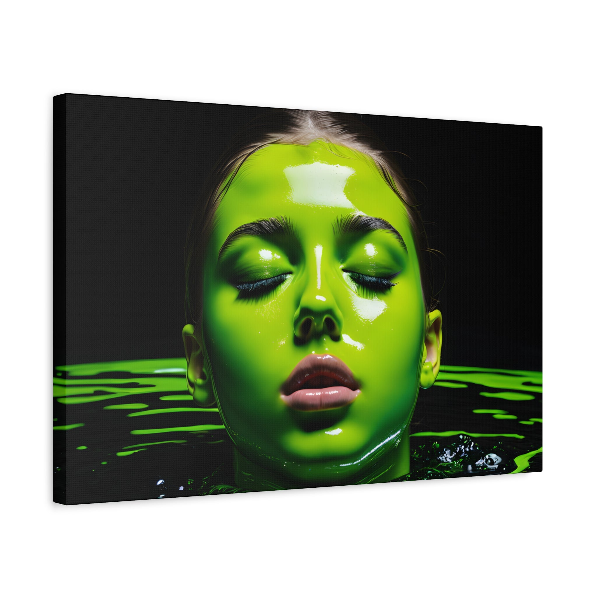 Neon Green Portrait Matte Canvas Print — Stretched Wall Art