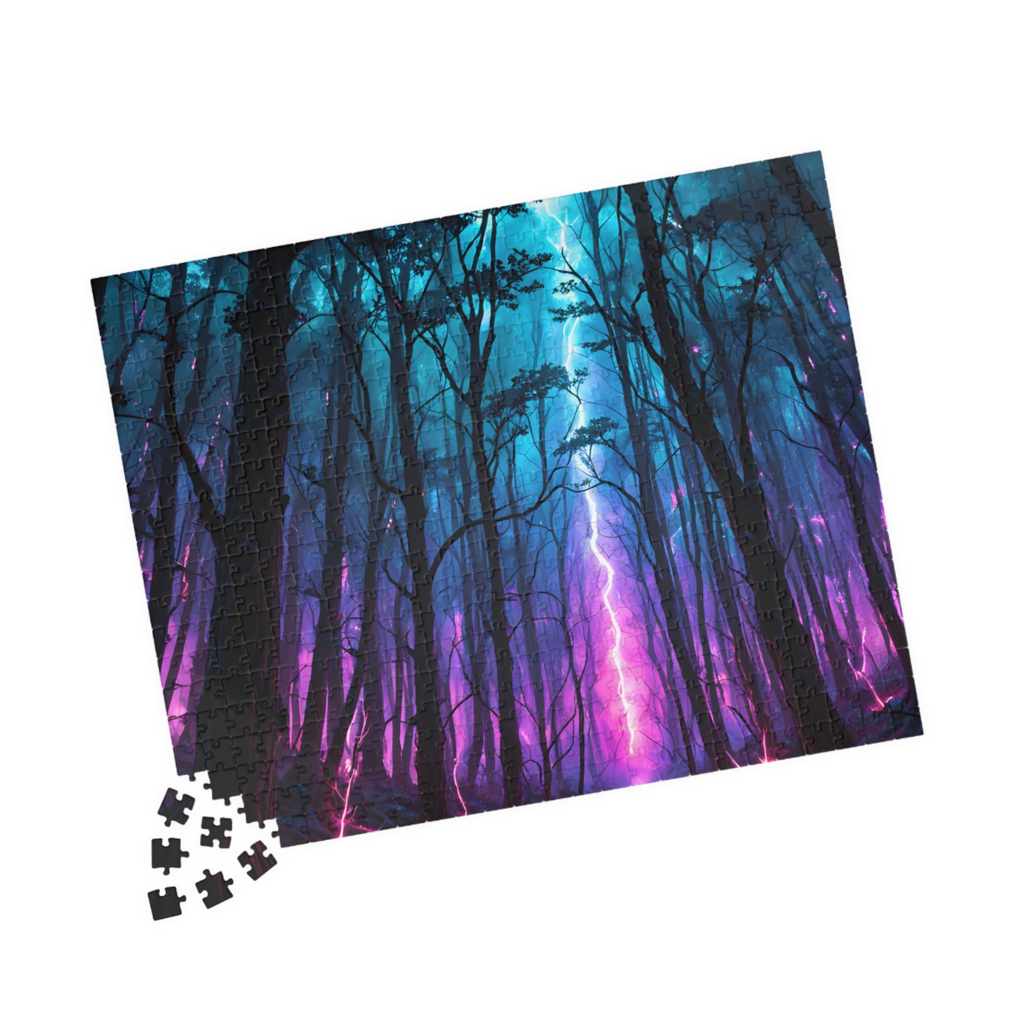 Mystic Neon Forest Puzzle — 520/1014-Piece Nightscape Jigsaw