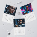 Cyberpunk Portrait Wall Calendar 2026 — Futuristic Neon Art Calendar