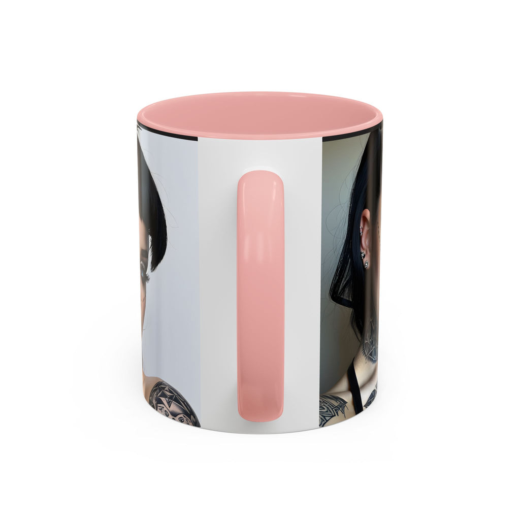 Goth Tattoo Girl Accent Coffee Mug – 11/15oz Black-Lined Ceramic