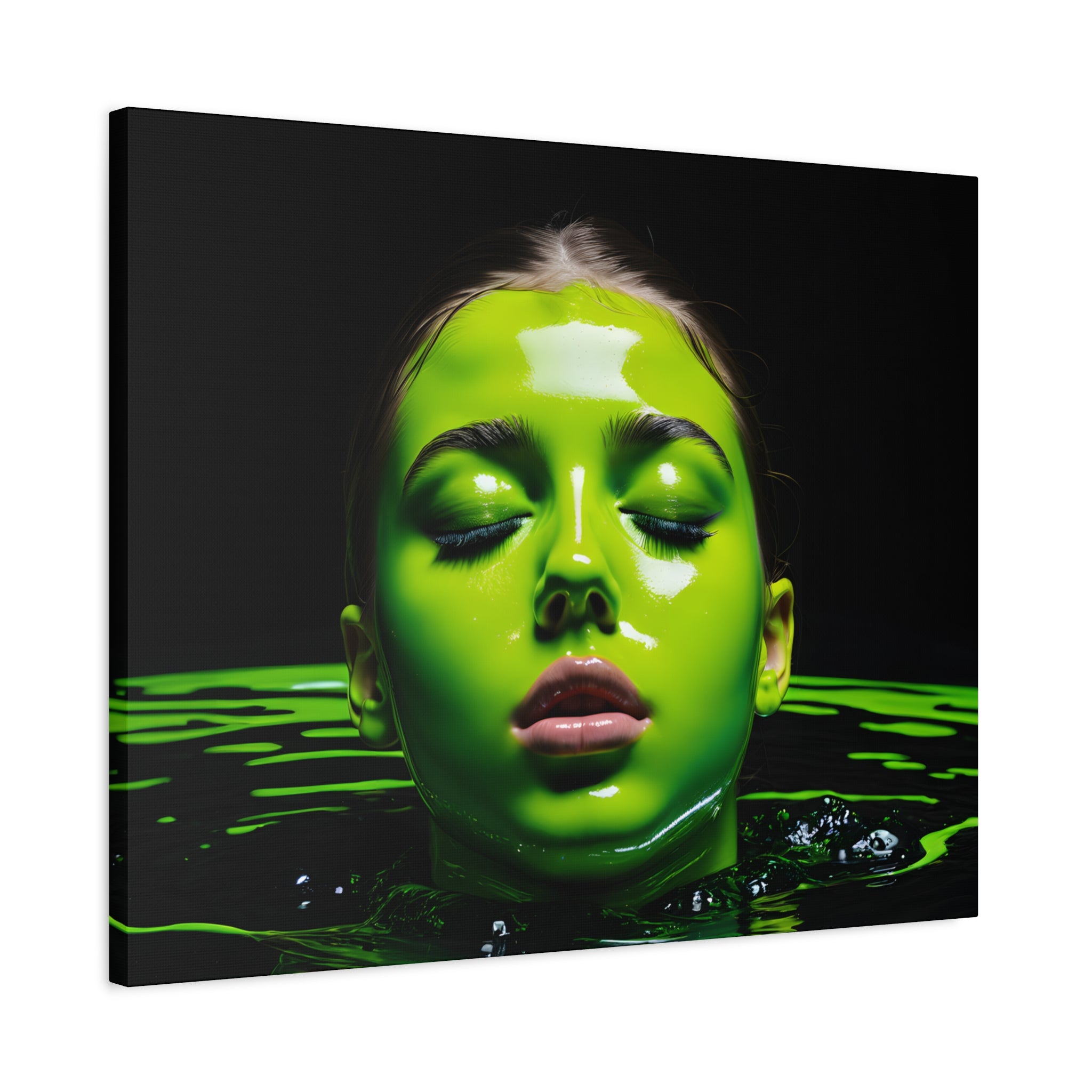 Neon Green Portrait Matte Canvas Print — Stretched Wall Art