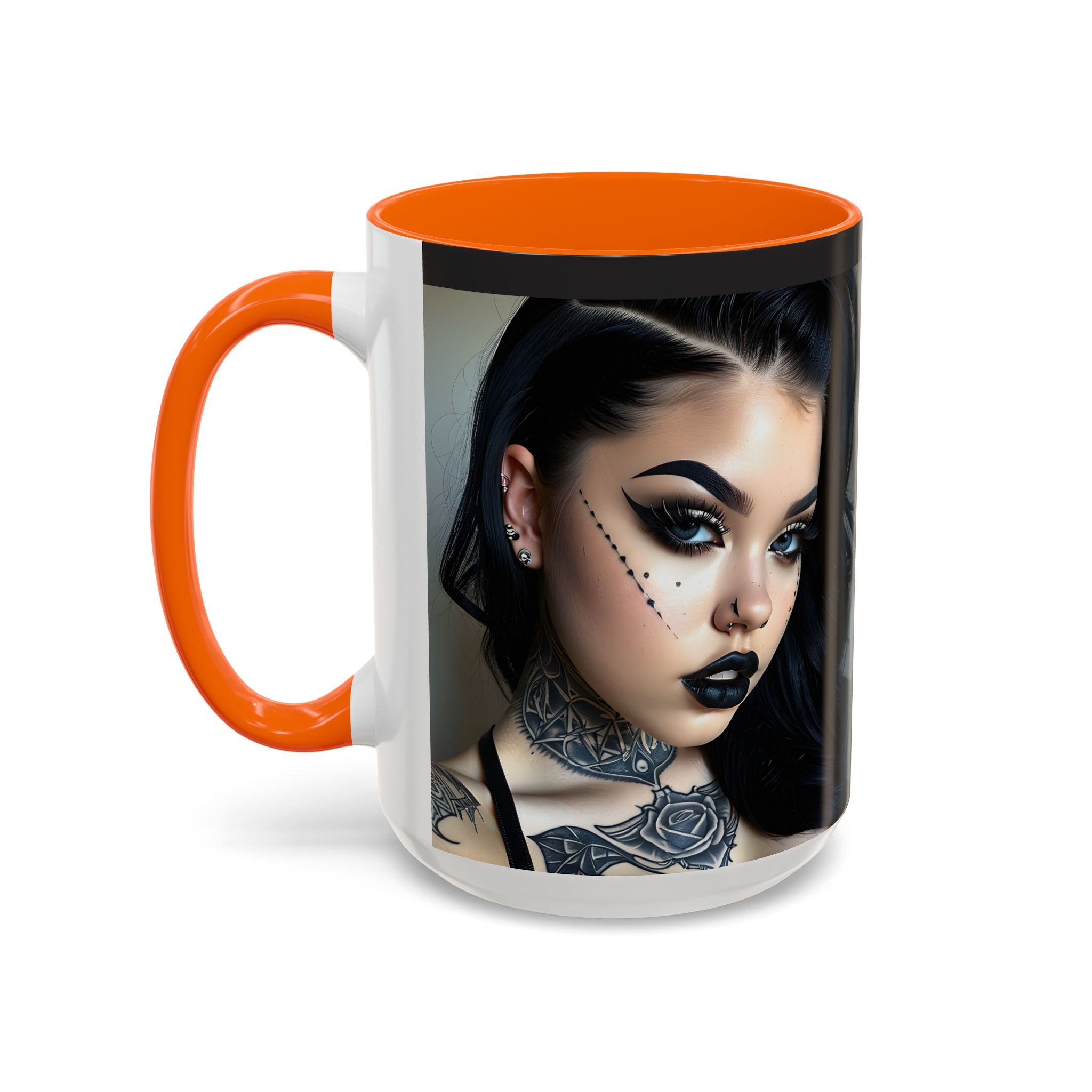 Goth Tattoo Girl Accent Coffee Mug – 11/15oz Black-Lined Ceramic