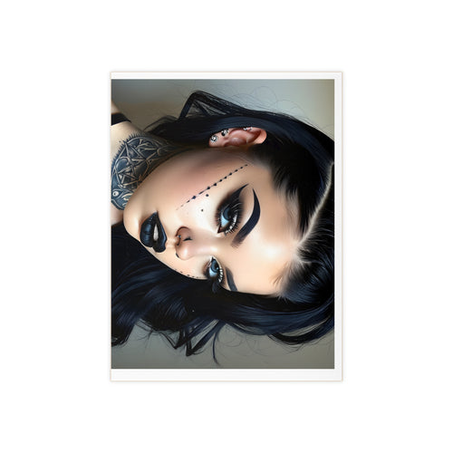 Ceramic Photo Tile — Gothic Portrait Decorative Tile (Dark Makeup, Piercing & Neck Tattoo)