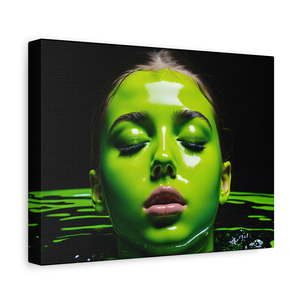 Neon Green Portrait Matte Canvas Print — Stretched Wall Art