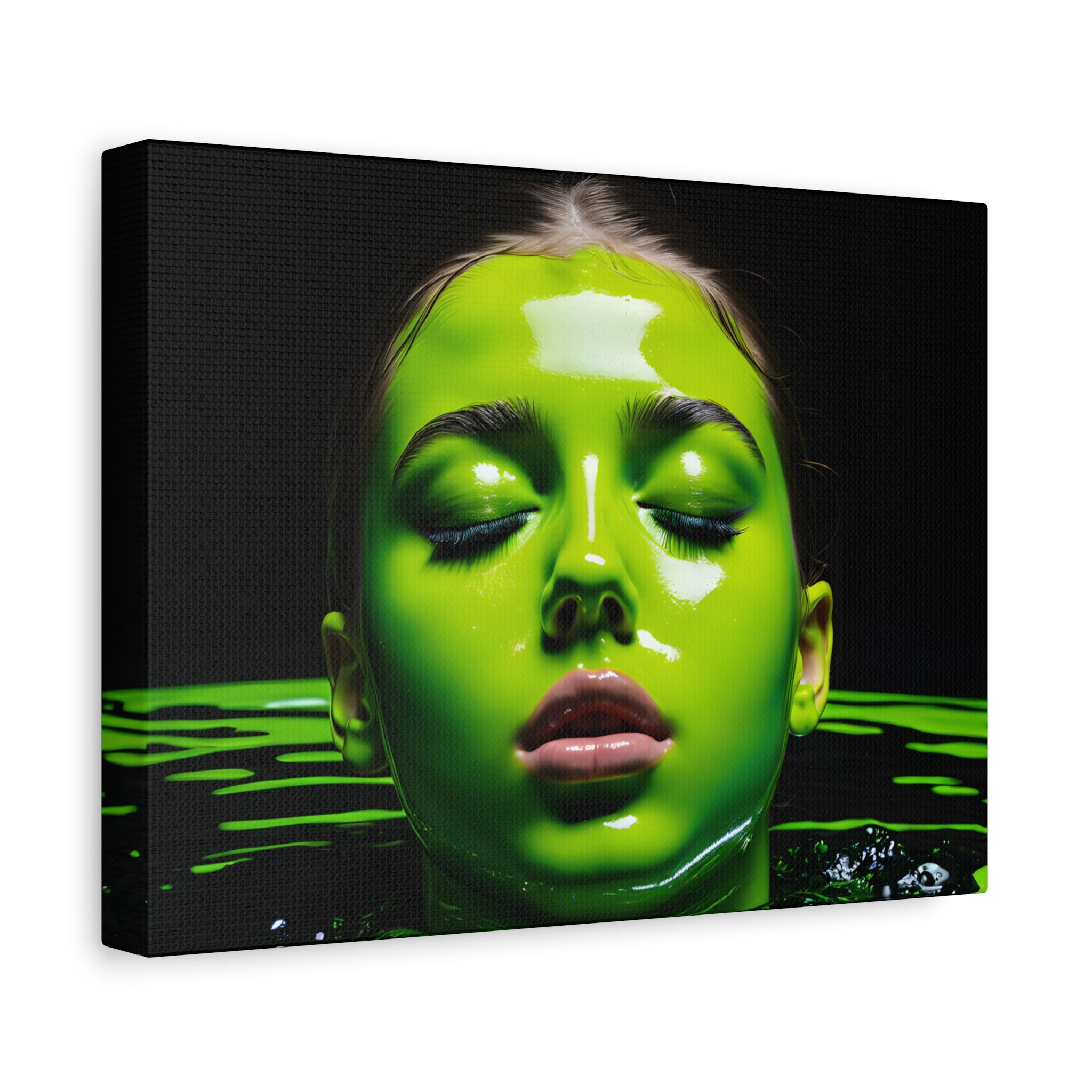Neon Green Portrait Matte Canvas Print — Stretched Wall Art