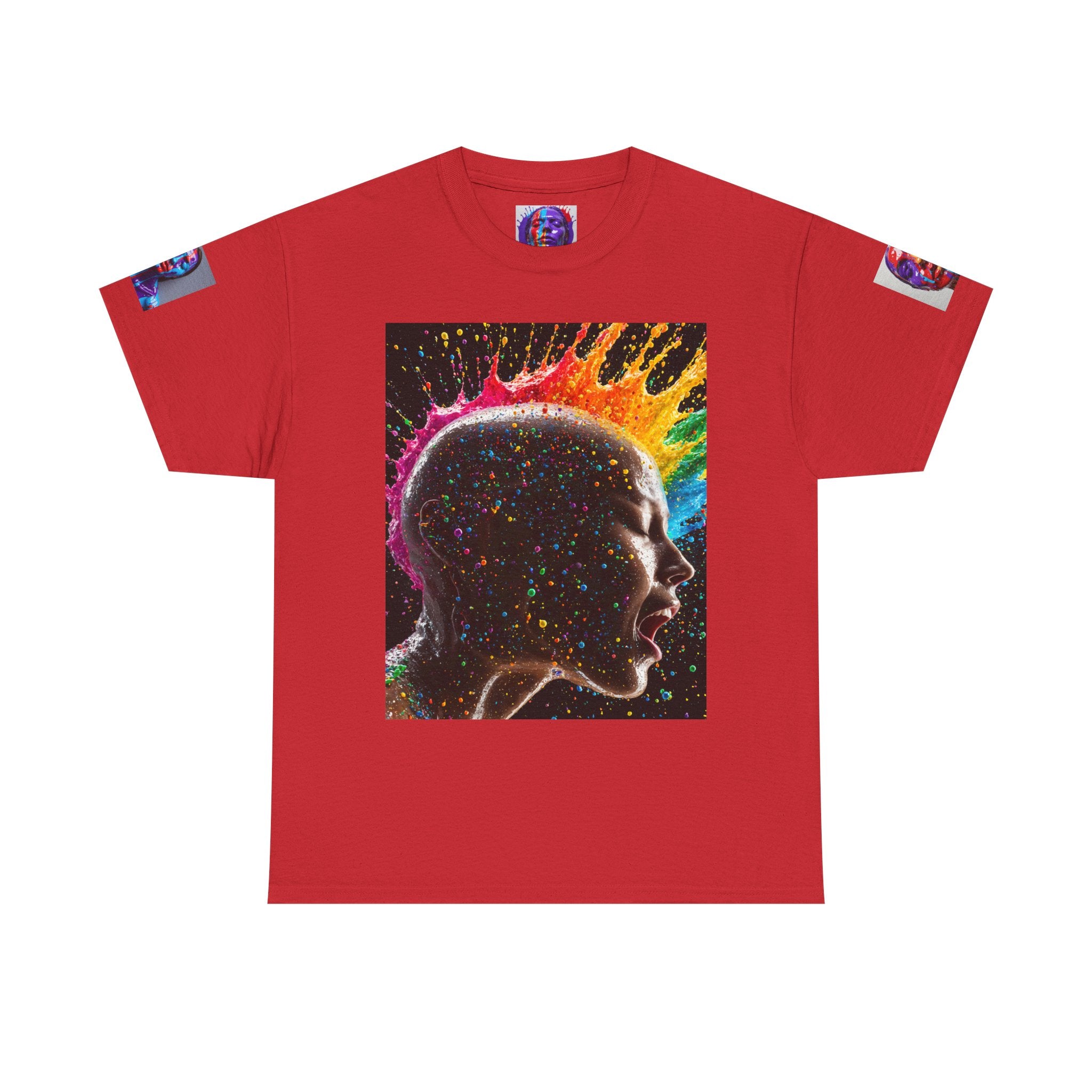 T-shirt Profil de tête psychédélique — T-shirt Portrait Abstrait Néon Coloré