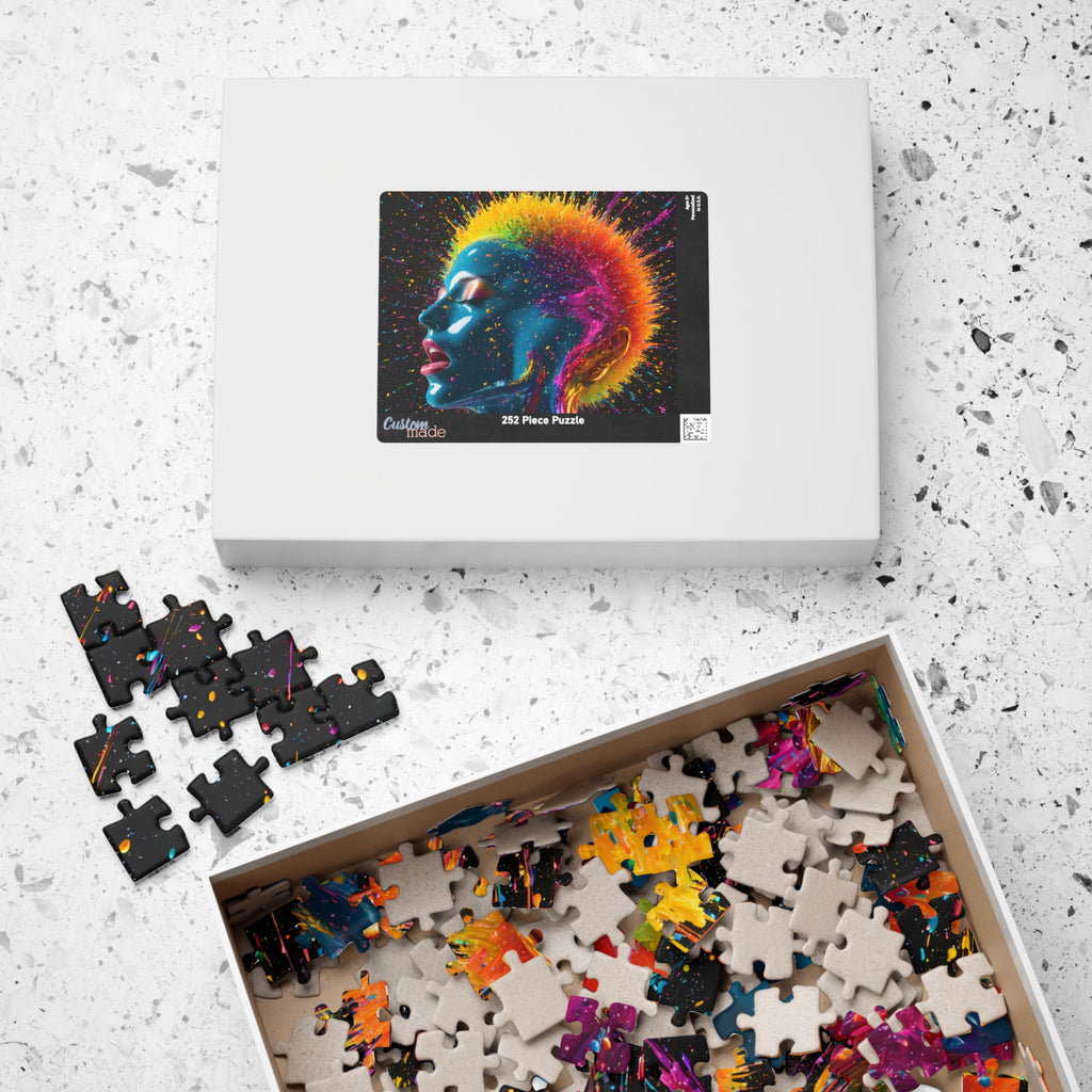 Puzzle portrait néon éclatant — Tête éclat de couleur Puzzle d'art de 110 à 1014 pièces