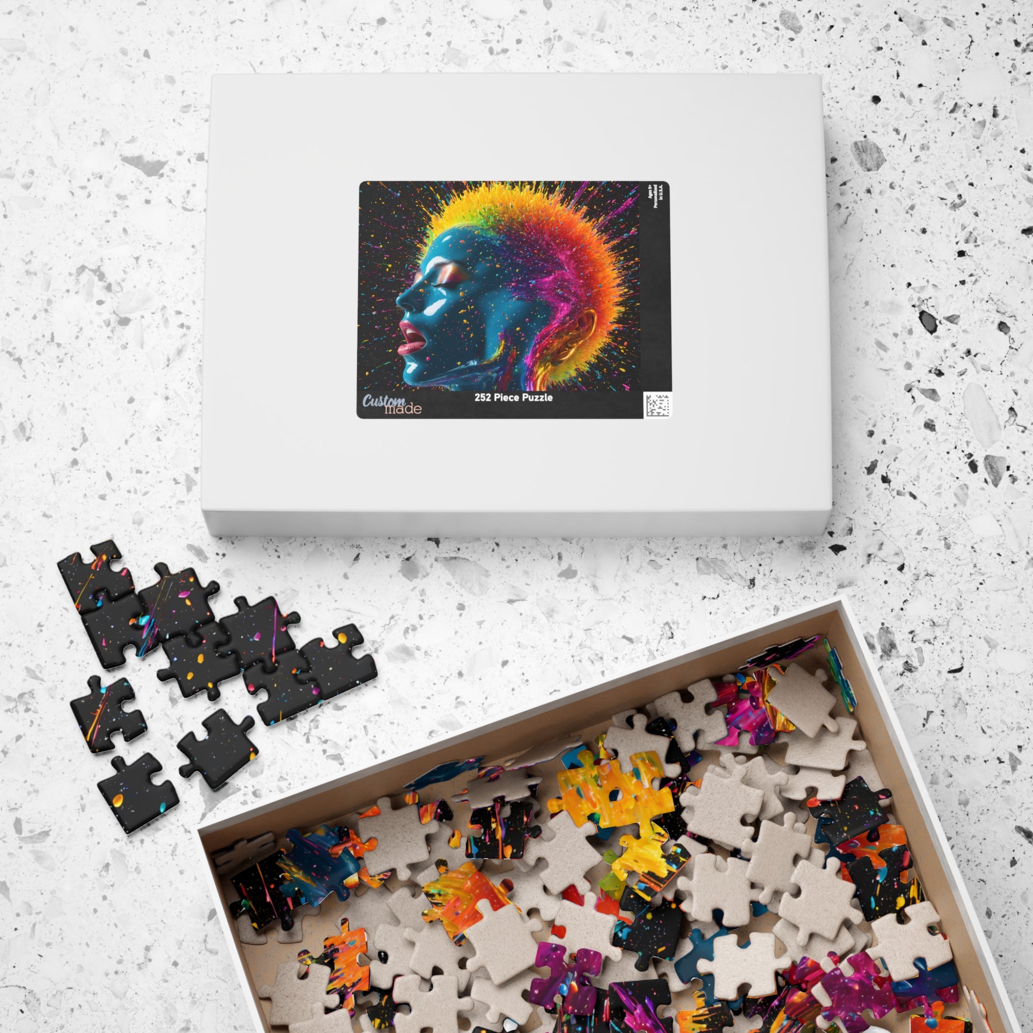 Puzzle portrait néon éclatant — Tête éclat de couleur Puzzle d'art de 110 à 1014 pièces