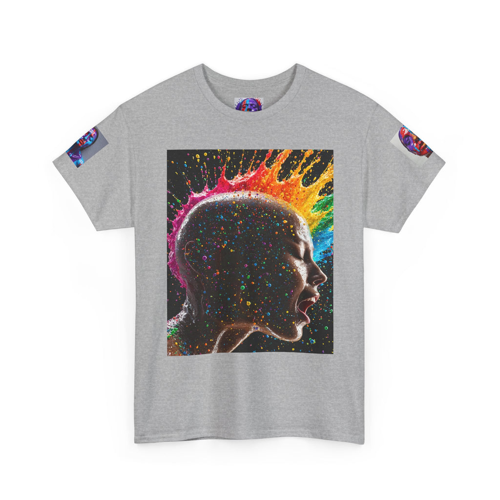 Psychedelic Head Profile Tee — Colorful Neon Abstract Portrait T-Shirt