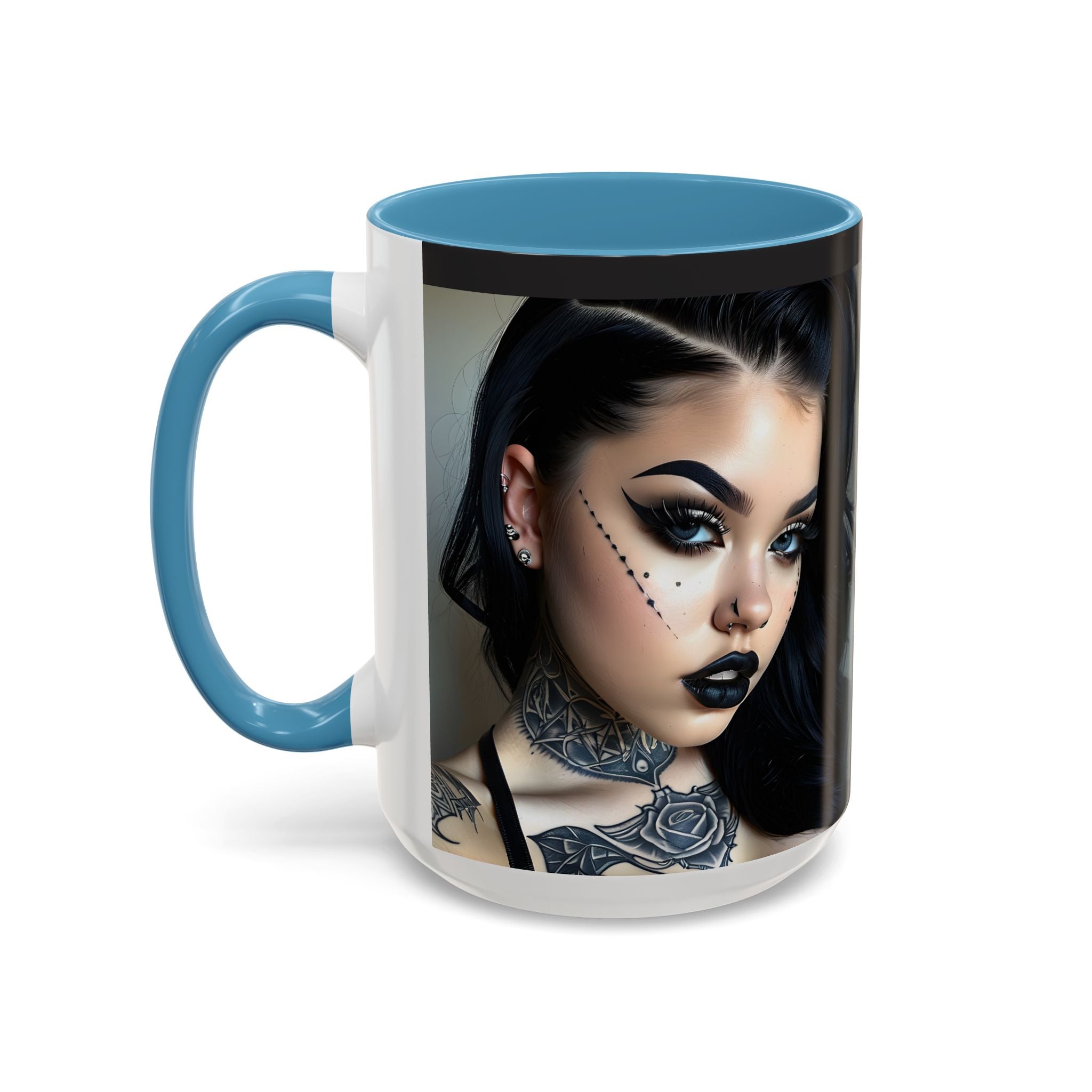Goth Tattoo Girl Accent Coffee Mug – 11/15oz Black-Lined Ceramic