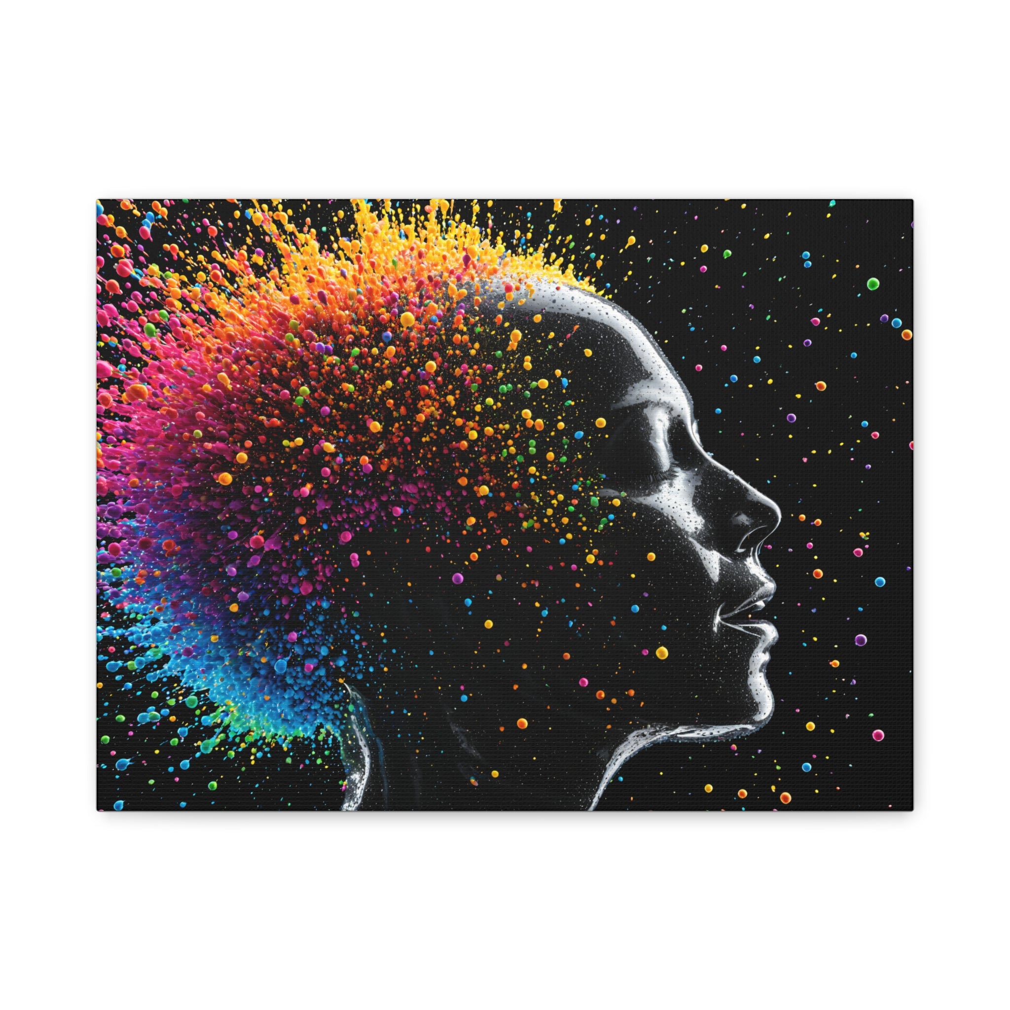 Colorburst Silhouette Matte Canvas Print — Abstract Rainbow Woman Wall Art