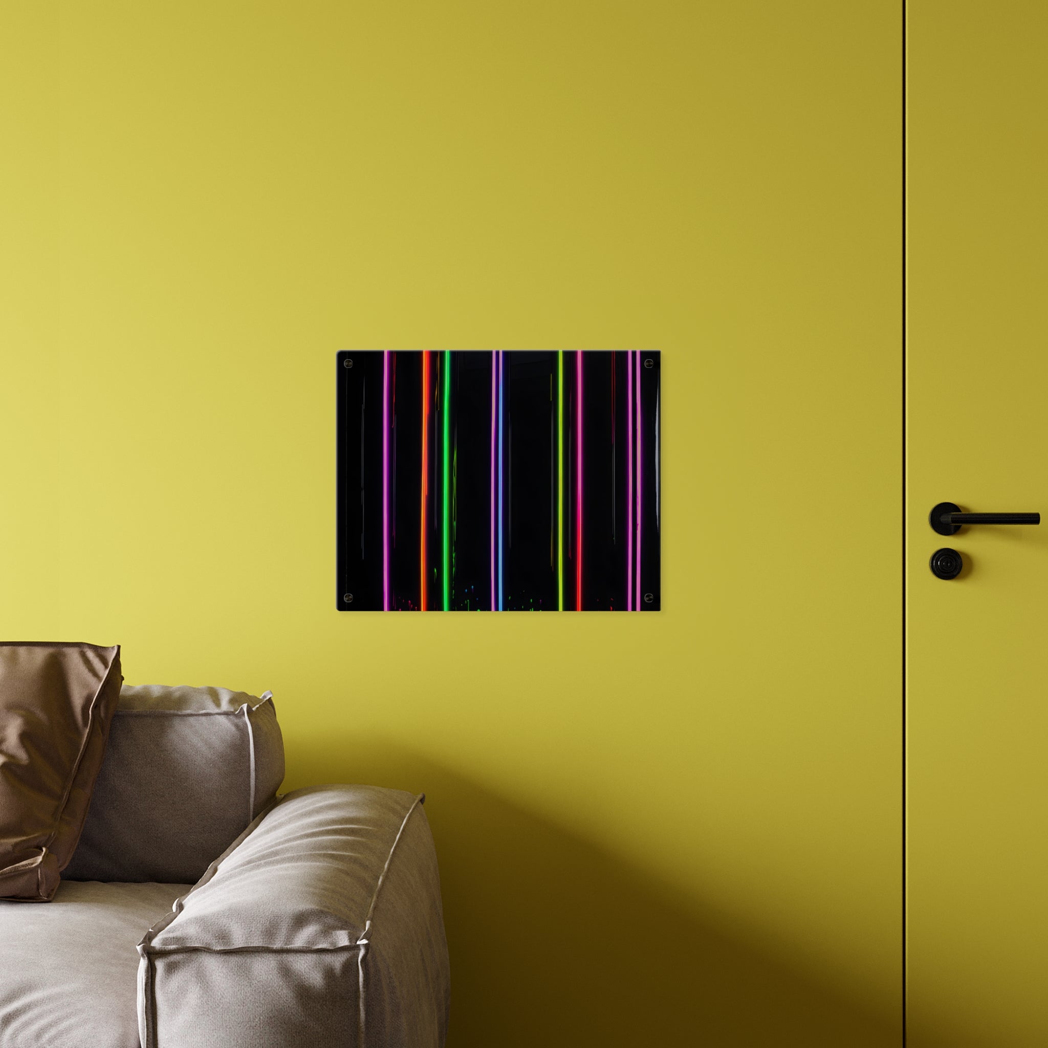 Neon Stripe Acrylic Wall Panel – Colorful Modern LED Light Art