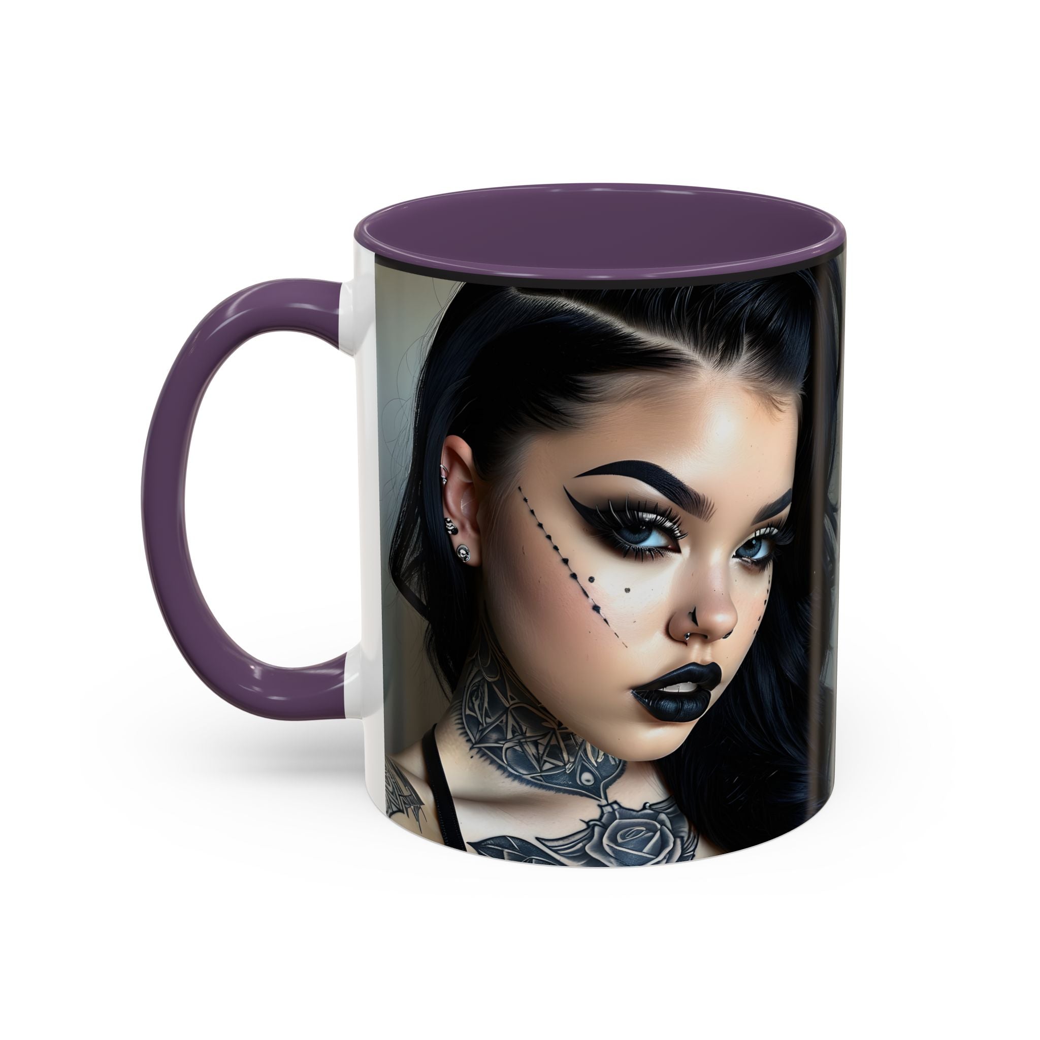 Goth Tattoo Girl Accent Coffee Mug – 11/15oz Black-Lined Ceramic