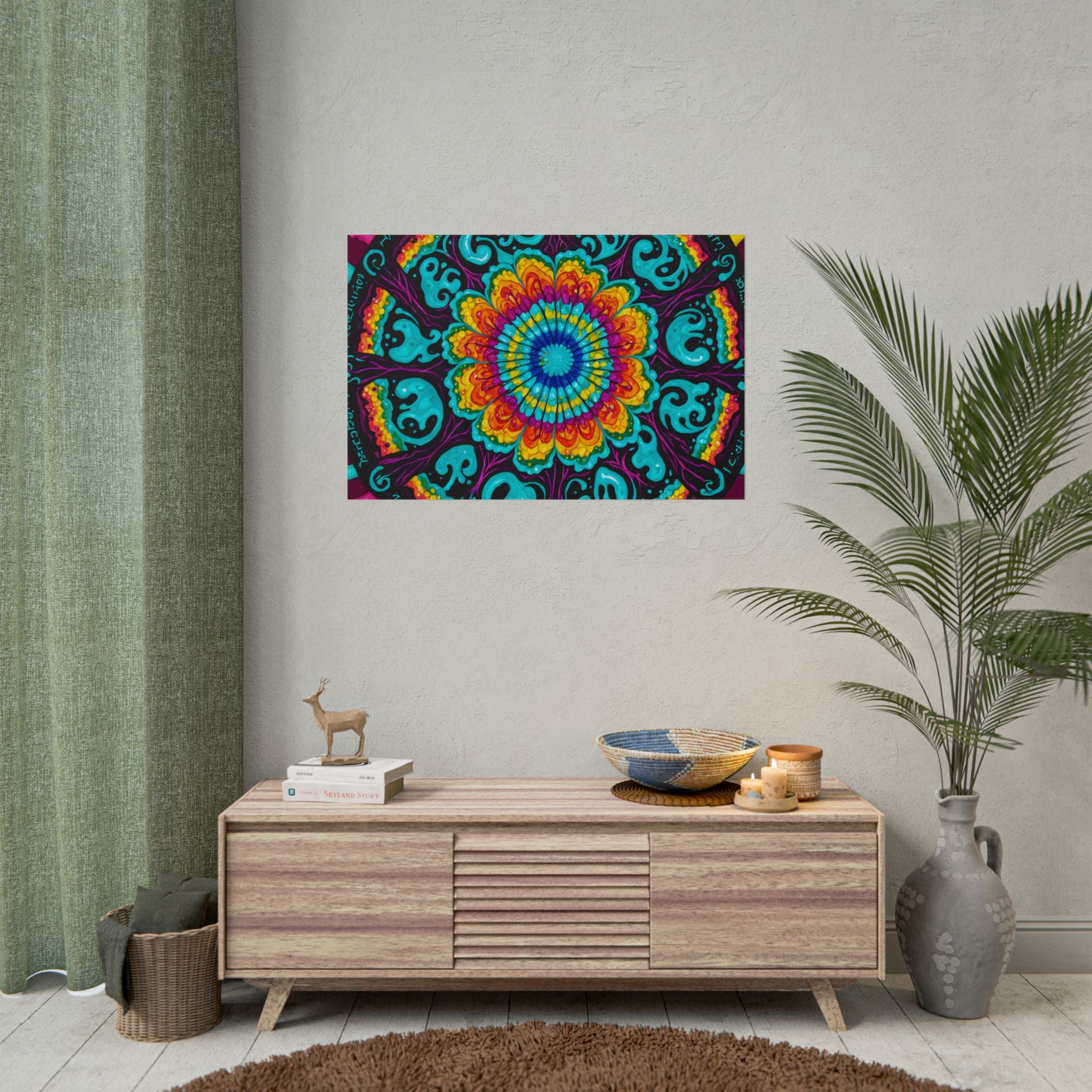 Rolled Poster — Vibrant Psychedelic Mandala Wall Art