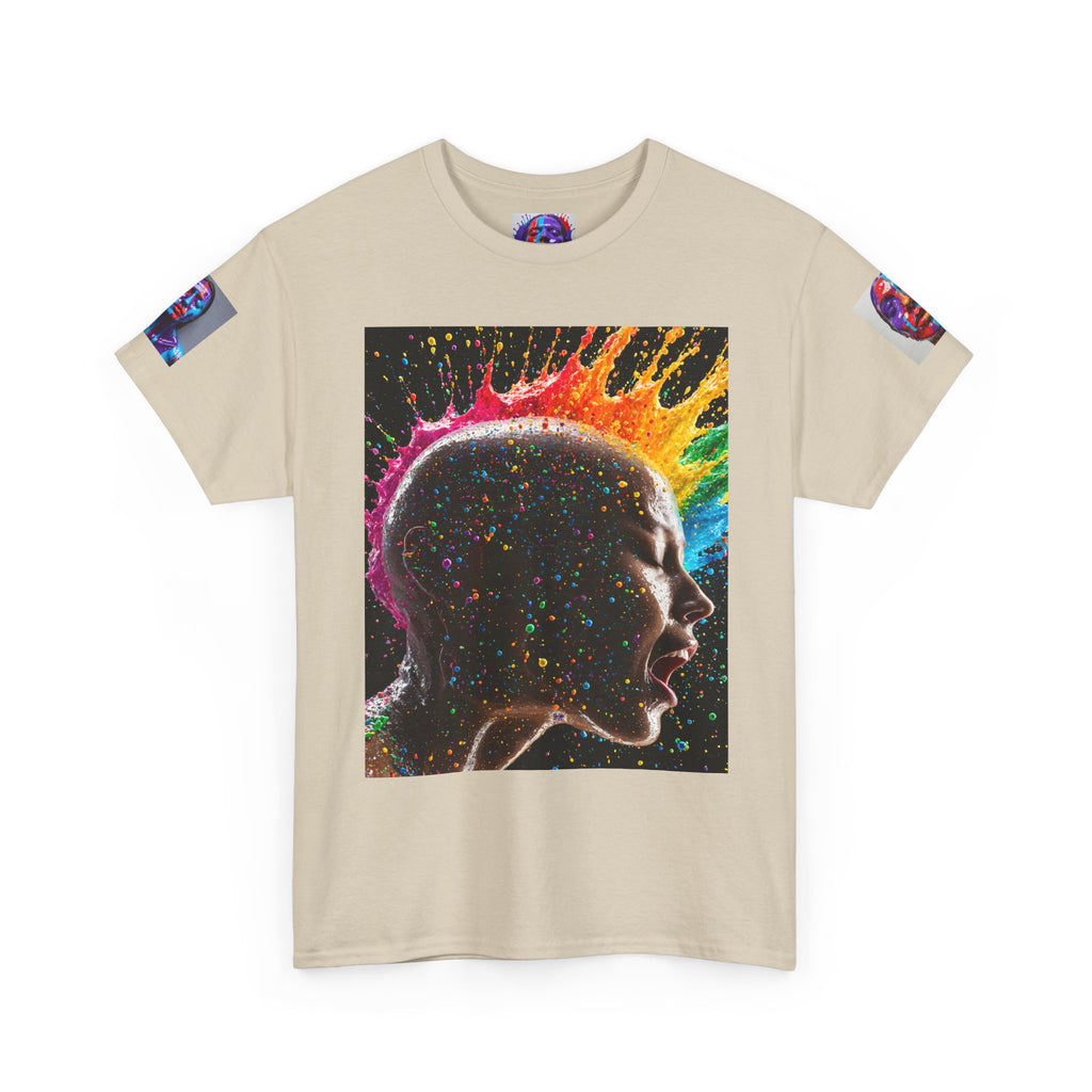 Psychedelic Head Profile Tee — Colorful Neon Abstract Portrait T-Shirt