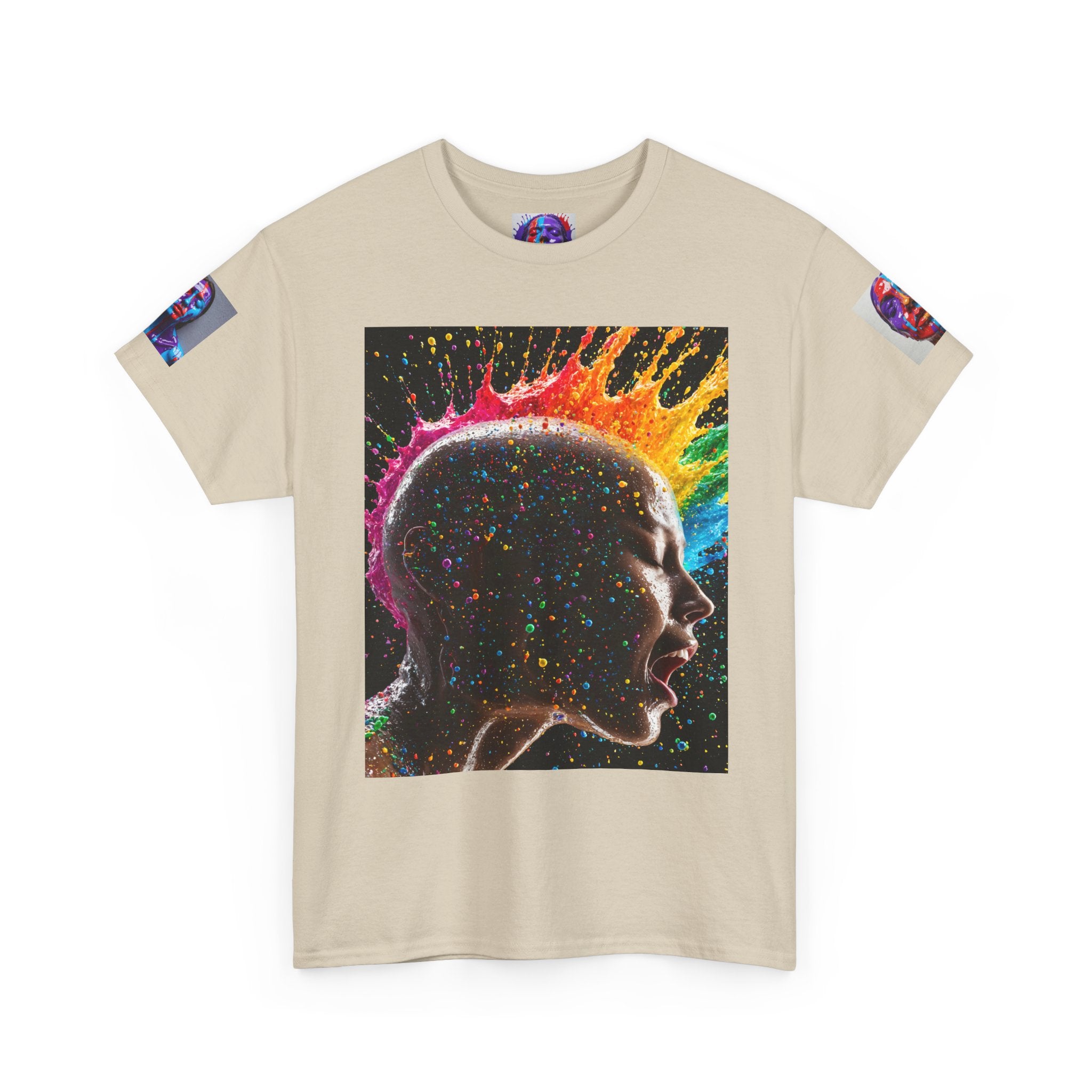 Psychedelic Head Profile Tee — Colorful Neon Abstract Portrait T-Shirt