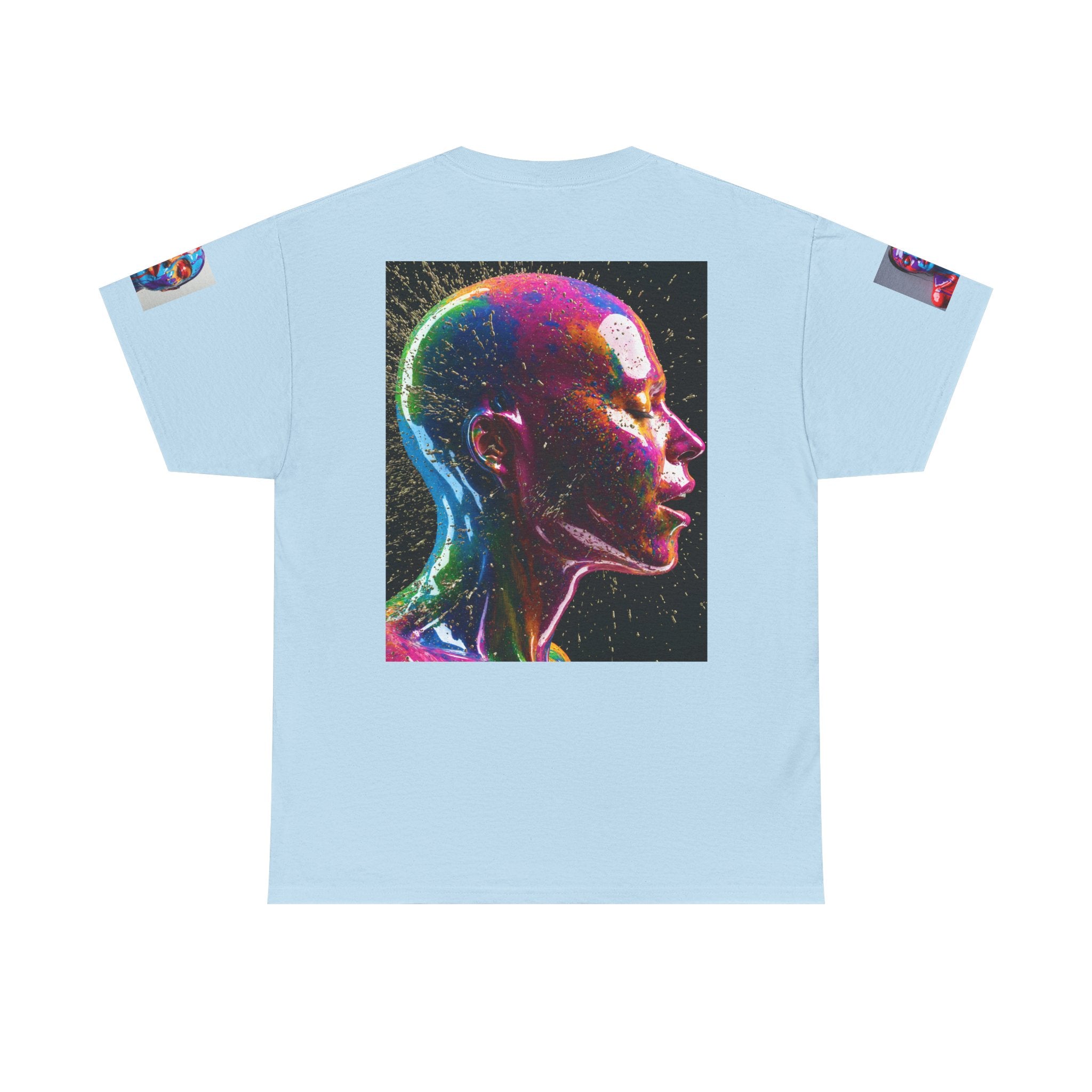 Psychedelic Head Profile Tee — Colorful Neon Abstract Portrait T-Shirt
