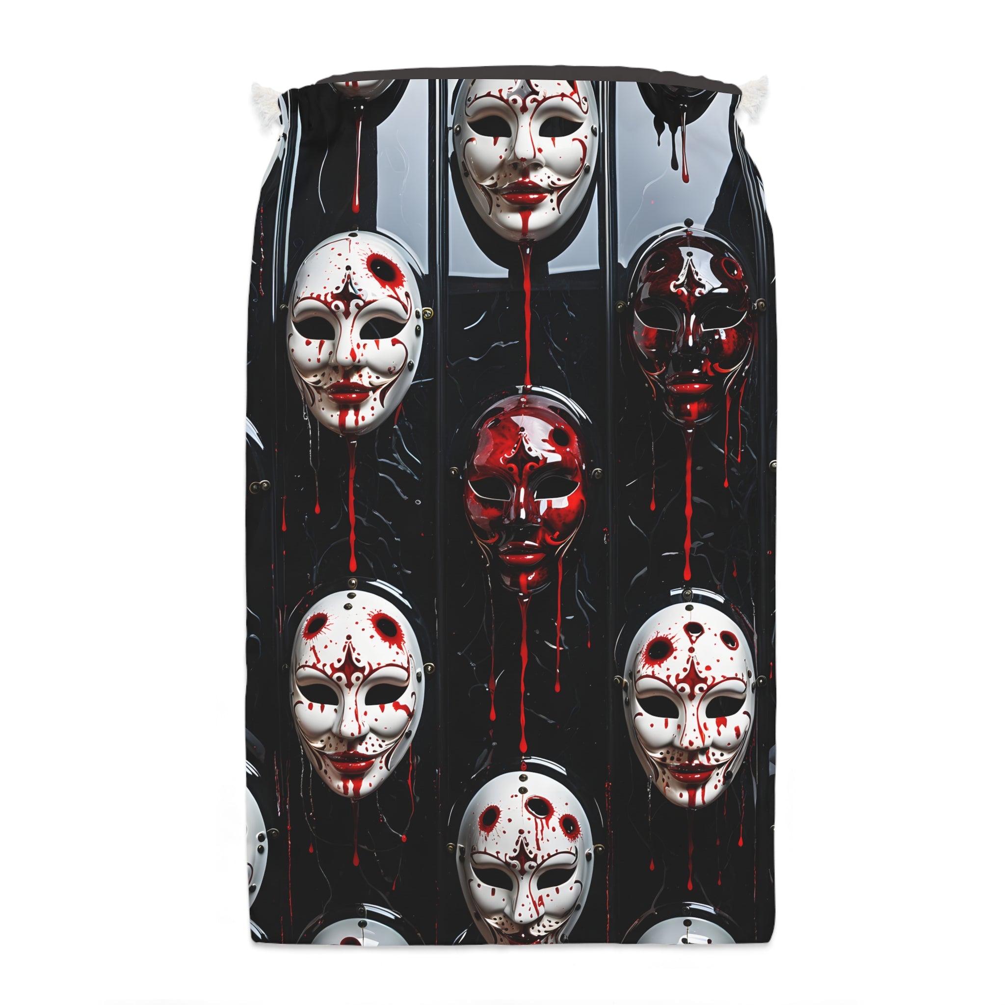 Horror Mask Drawstring Sack — Bloody Mask Pattern Halloween Gift Bag