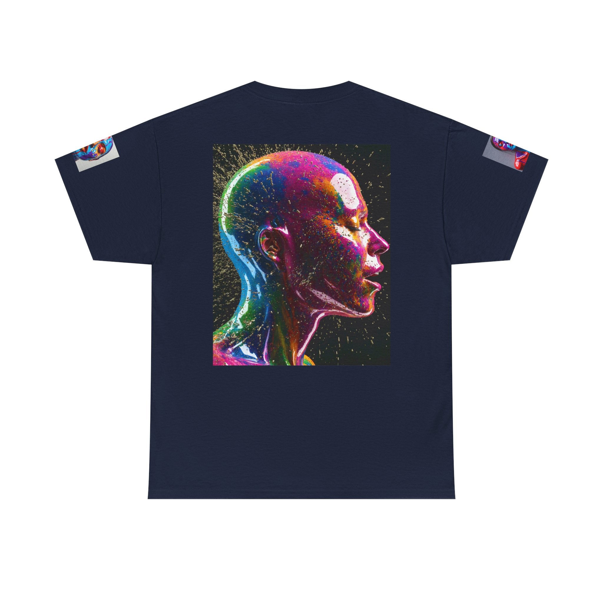 Psychedelic Head Profile Tee — Colorful Neon Abstract Portrait T-Shirt